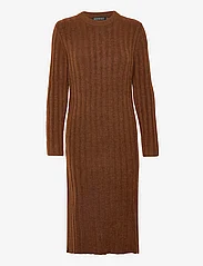Soaked in Luxury - SLRakel Dress LS - sukienki dzianinowe - amber brown melange - 0