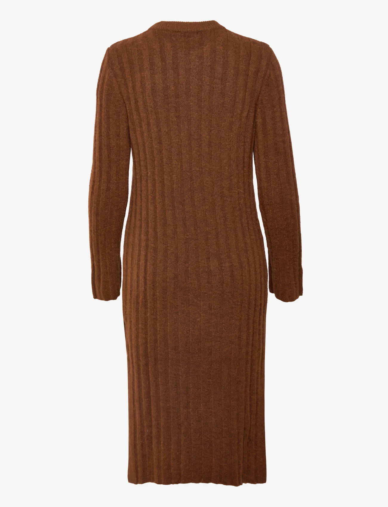 Soaked in Luxury - SLRakel Dress LS - knitted dresses - amber brown melange - 1