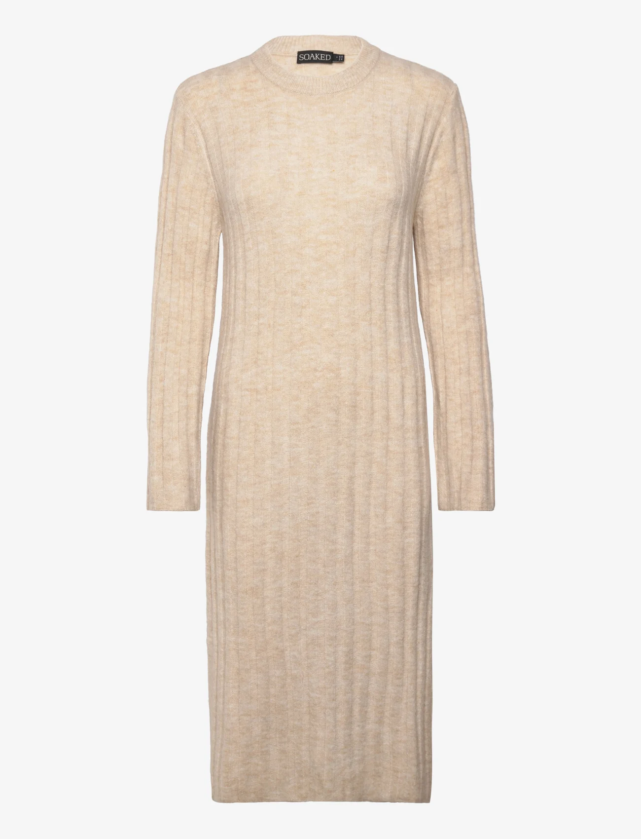 Soaked in Luxury - SLRakel Dress LS - knitted dresses - sandshell melange - 0