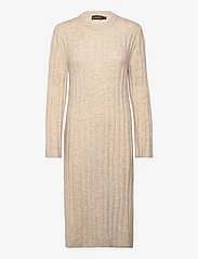 Soaked in Luxury - SLRakel Dress LS - stickade klänningar - sandshell melange - 0