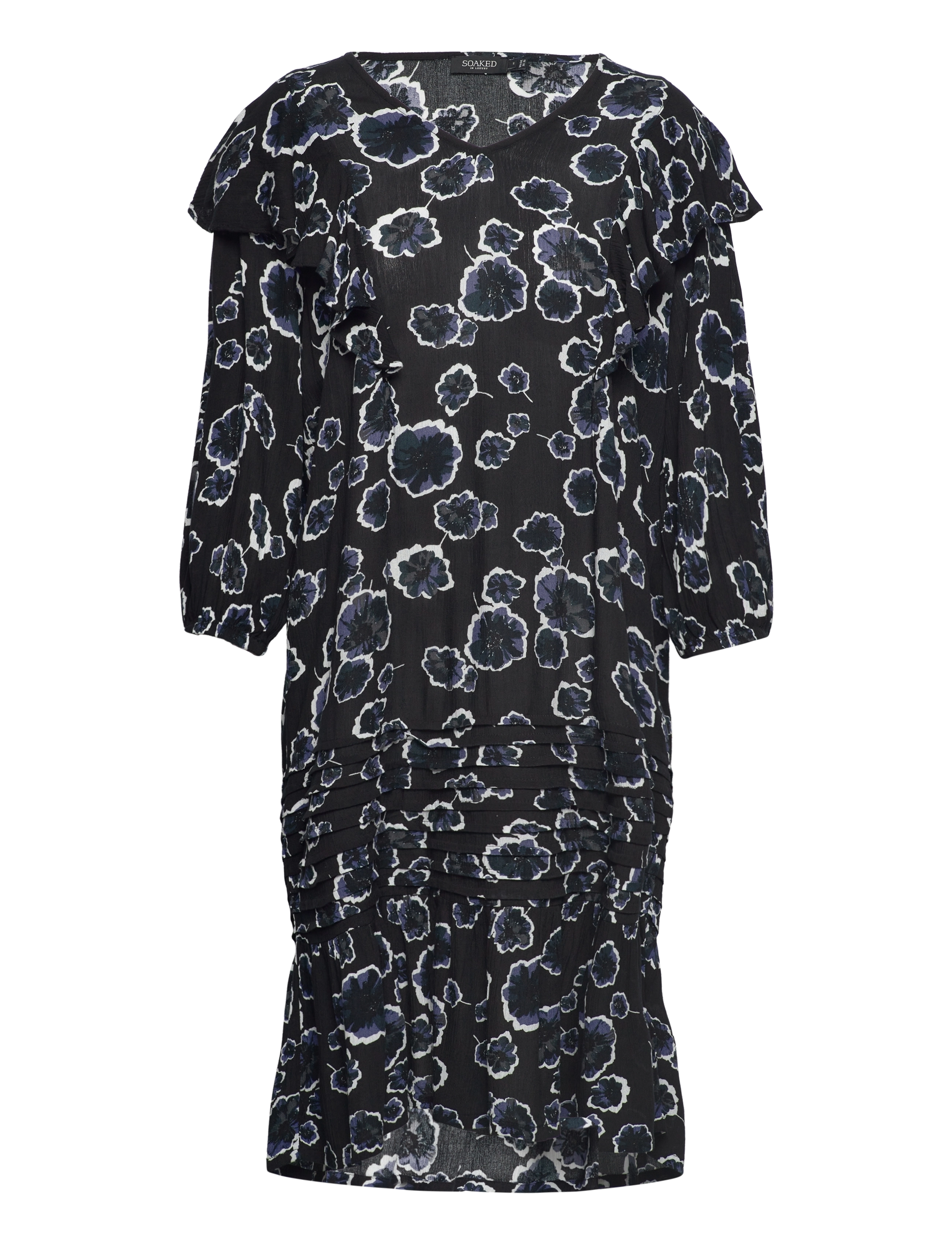 Soaked Slzaya Drop Waist Dress, Kvinder, Flæset Drop Waist Midikjole, Sort, Str: M