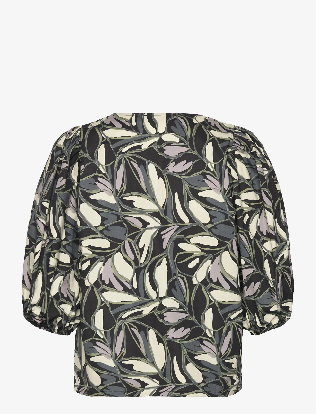 Soaked in Luxury - SLFrankie blouse - kortærmede bluser - black leaf print - 1