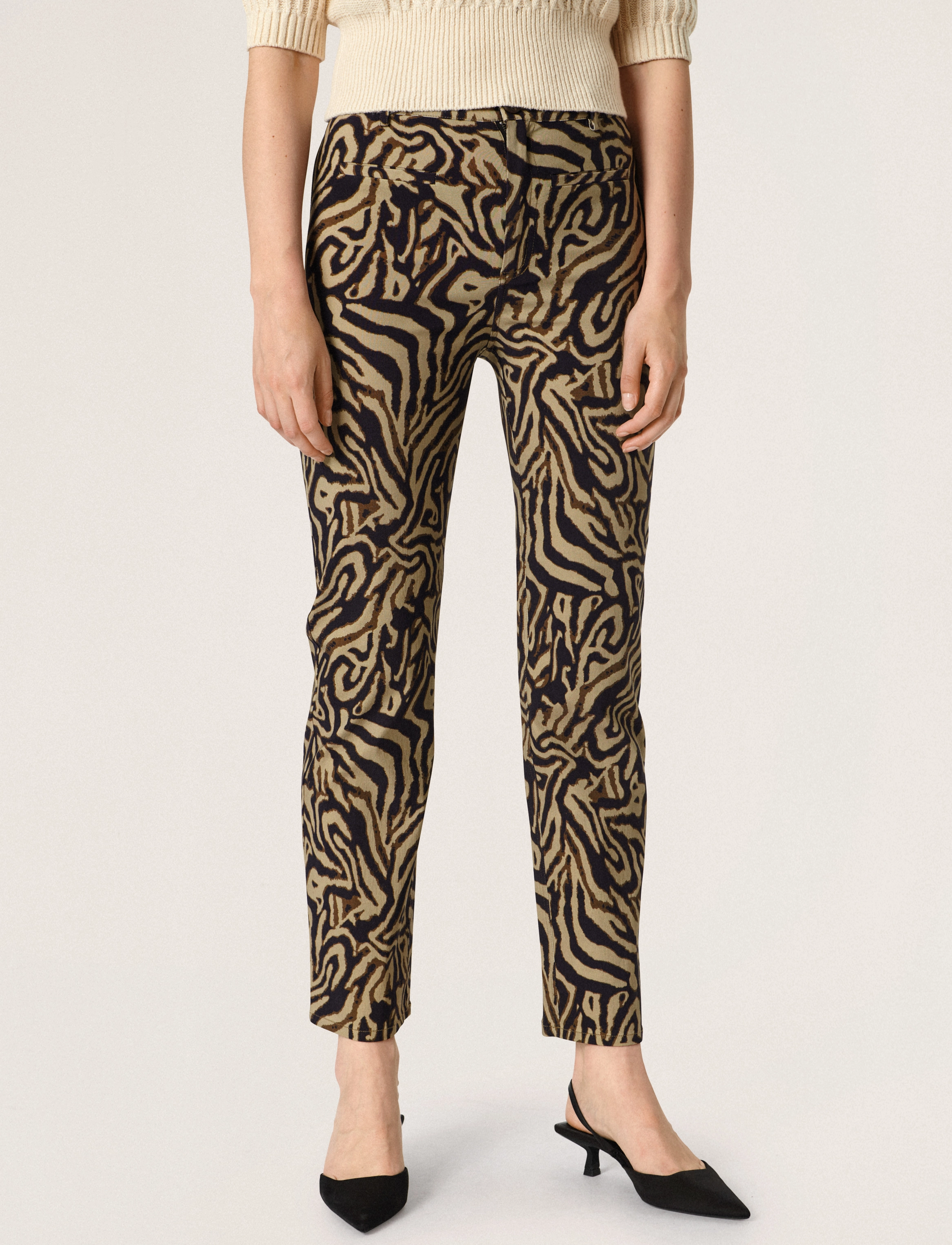Soaked in Luxury SLSharona Pants - Slim fit-byxor - GREEN ANIMAL PRINT / multi