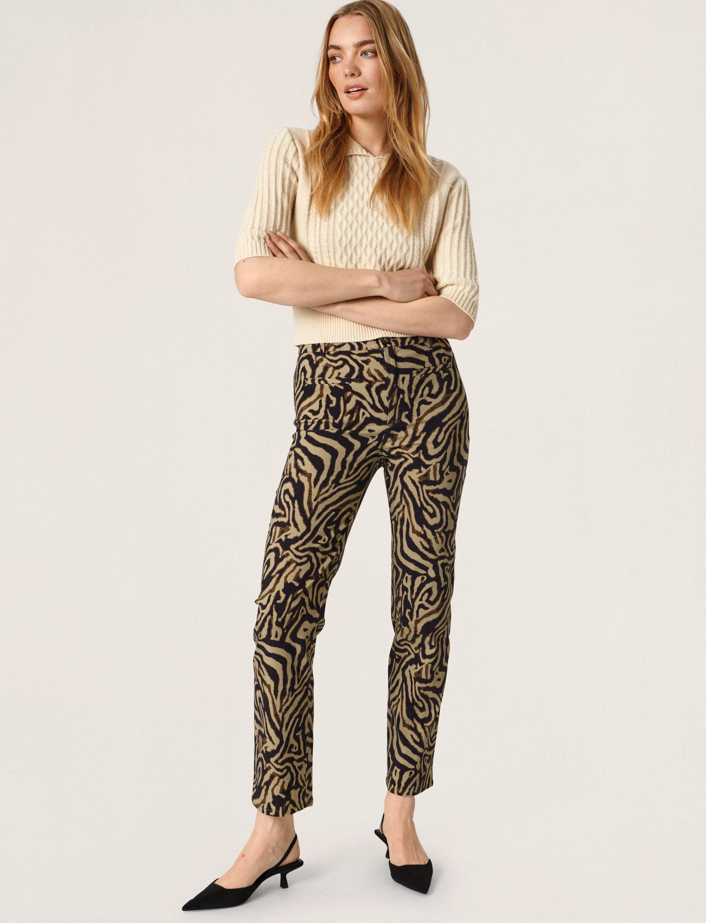 Soaked - SLSharona Pants - slim fit bukser - green animal print - 3