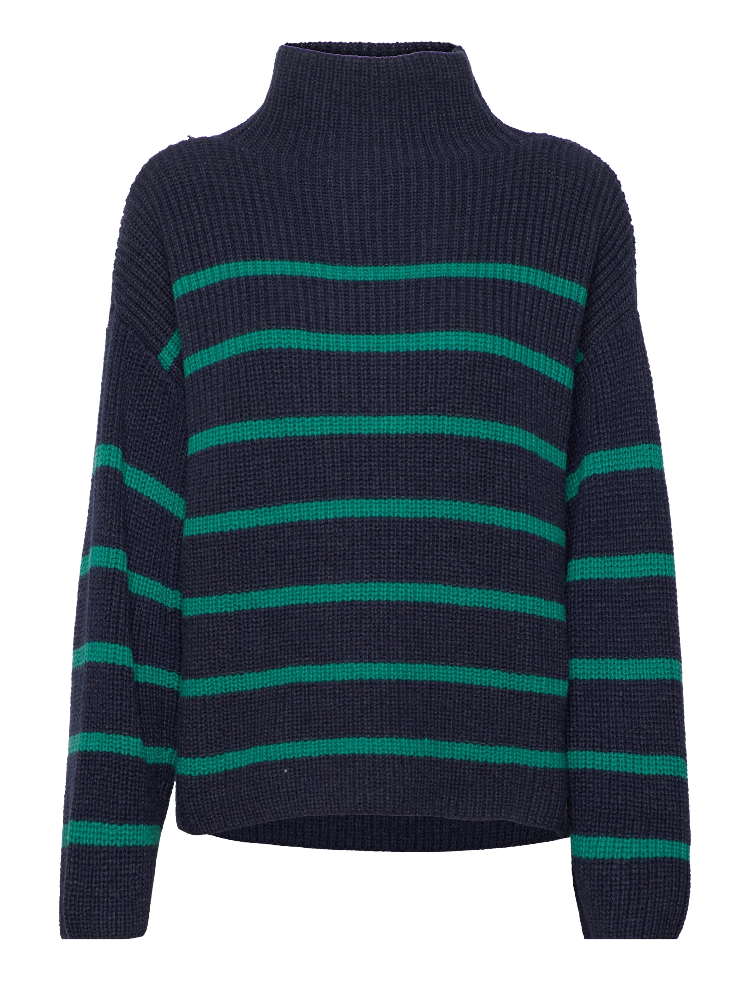 Soaked in Luxury - SLThusnelda Pullover LS - navy with green stripe - 0