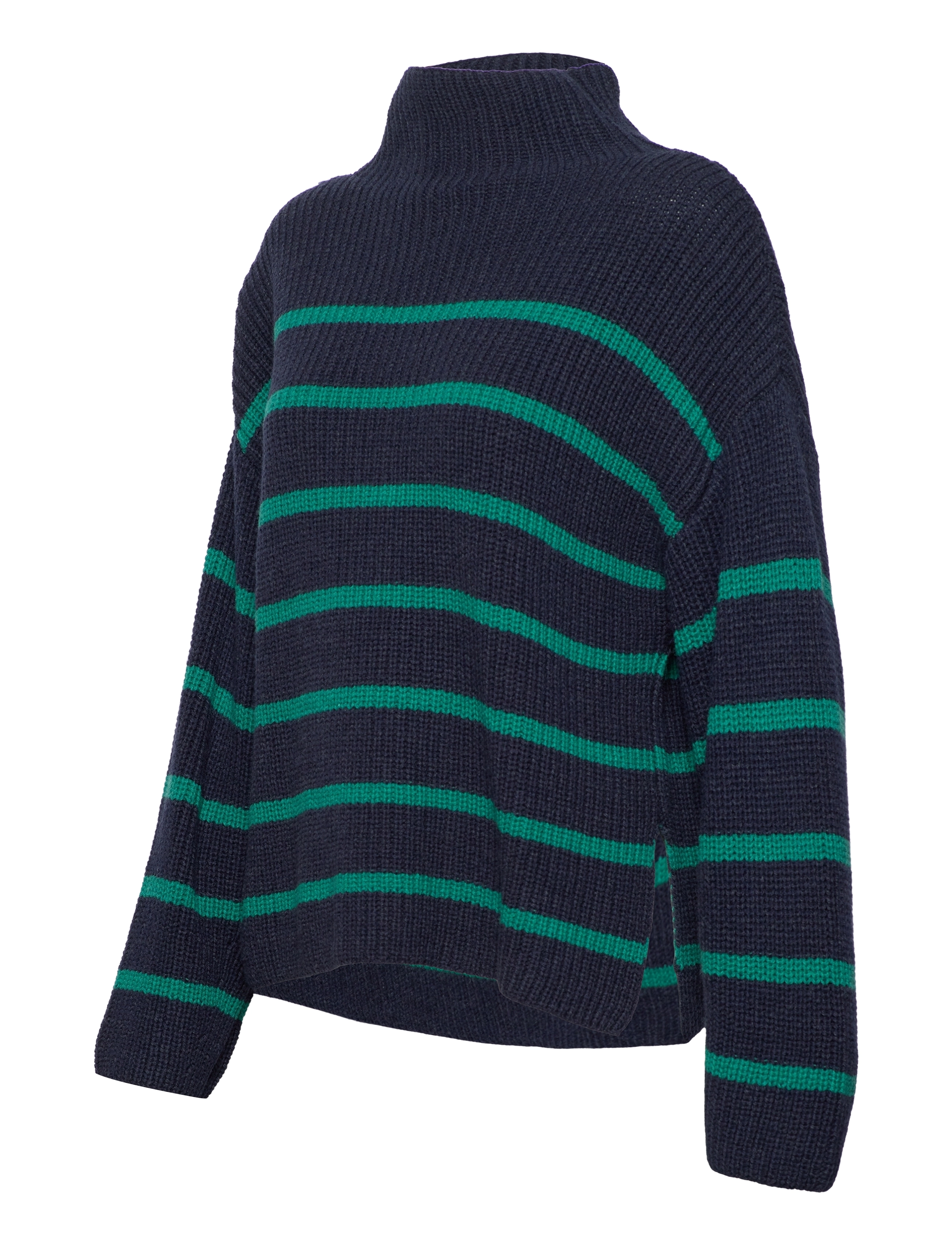 Soaked in Luxury - SLThusnelda Pullover LS - navy with green stripe - 2