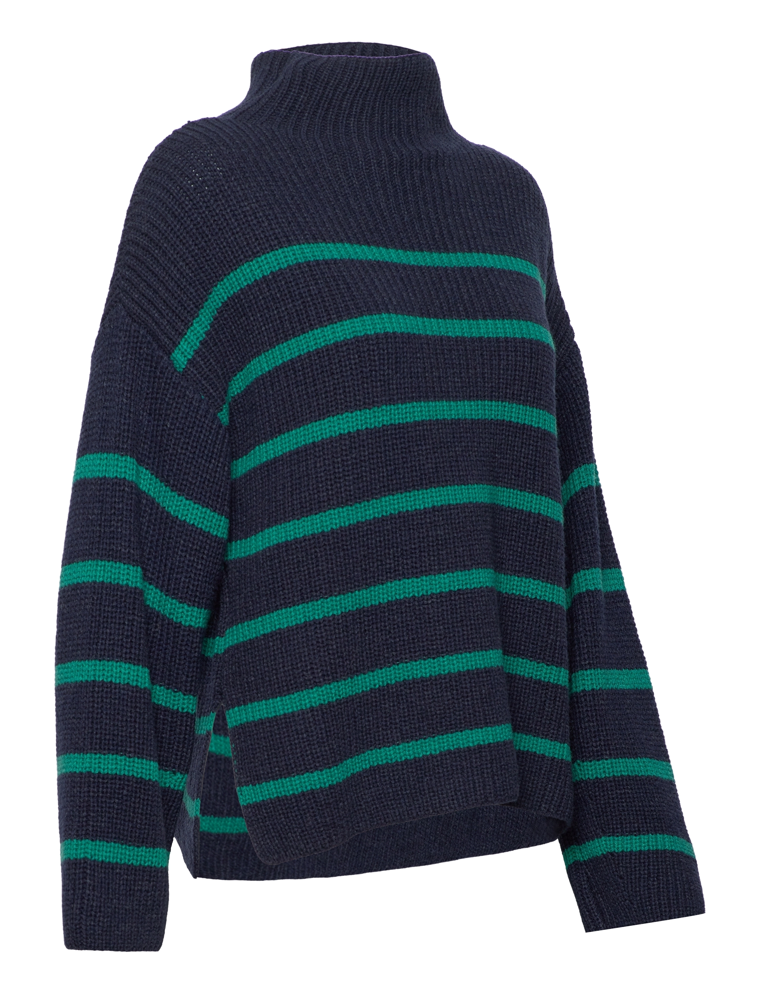 Soaked in Luxury - SLThusnelda Pullover LS - navy with green stripe - 3