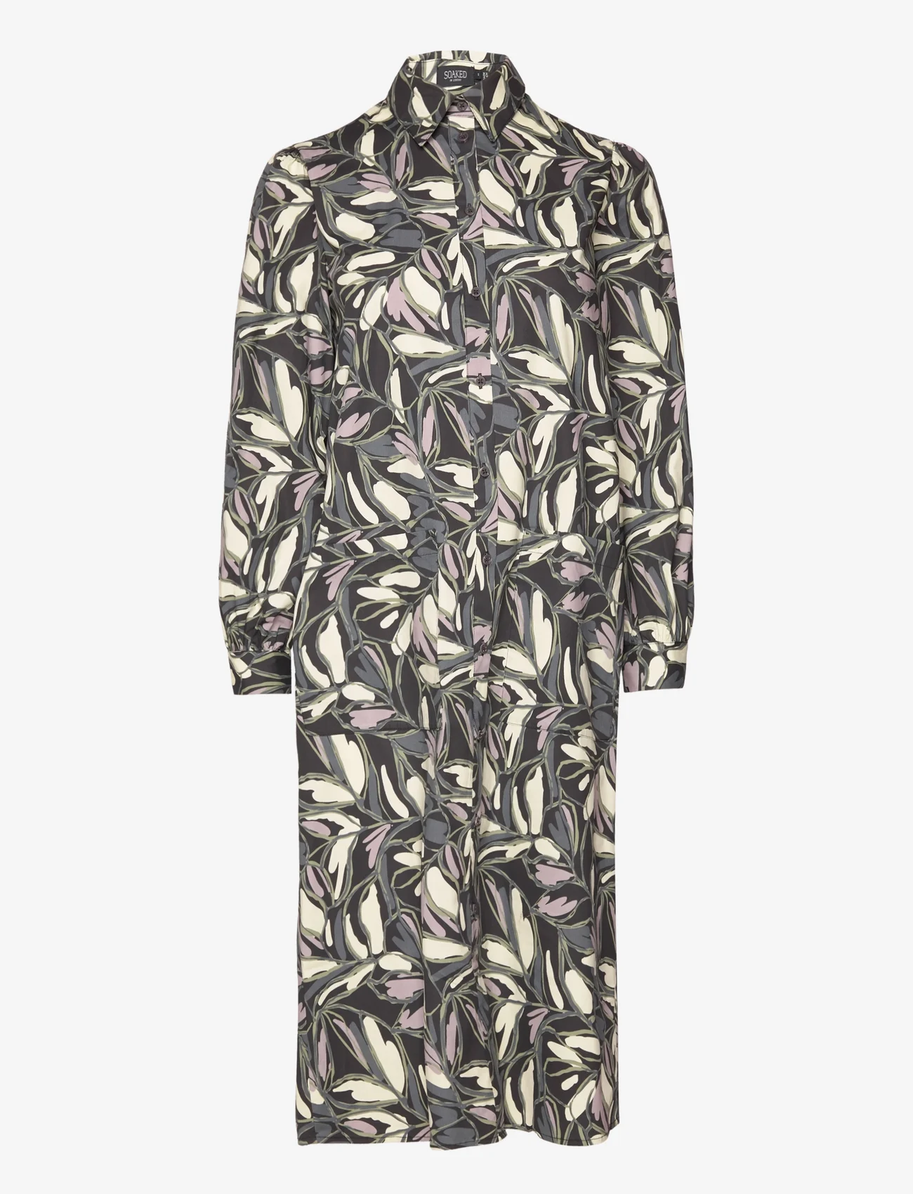 Soaked in Luxury - SLFrankie Shirt Dress - hemdkleider - black leaf print - 0