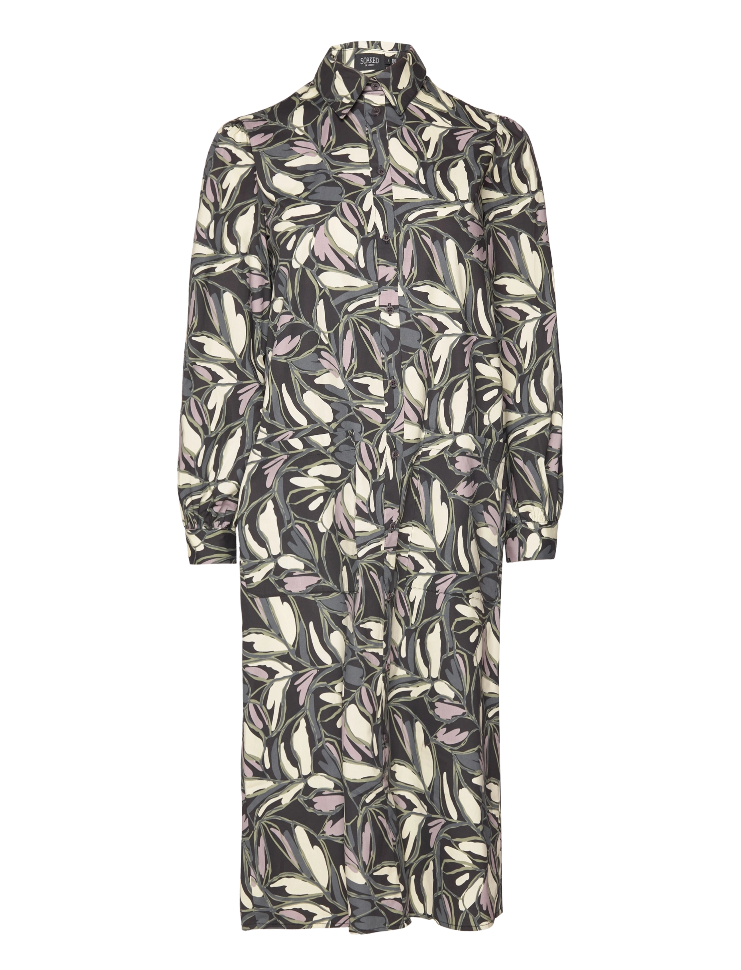 Soaked SLFrankie Shirt Dress - Soaked in Luxury - BLACK LEAF PRINT / multi