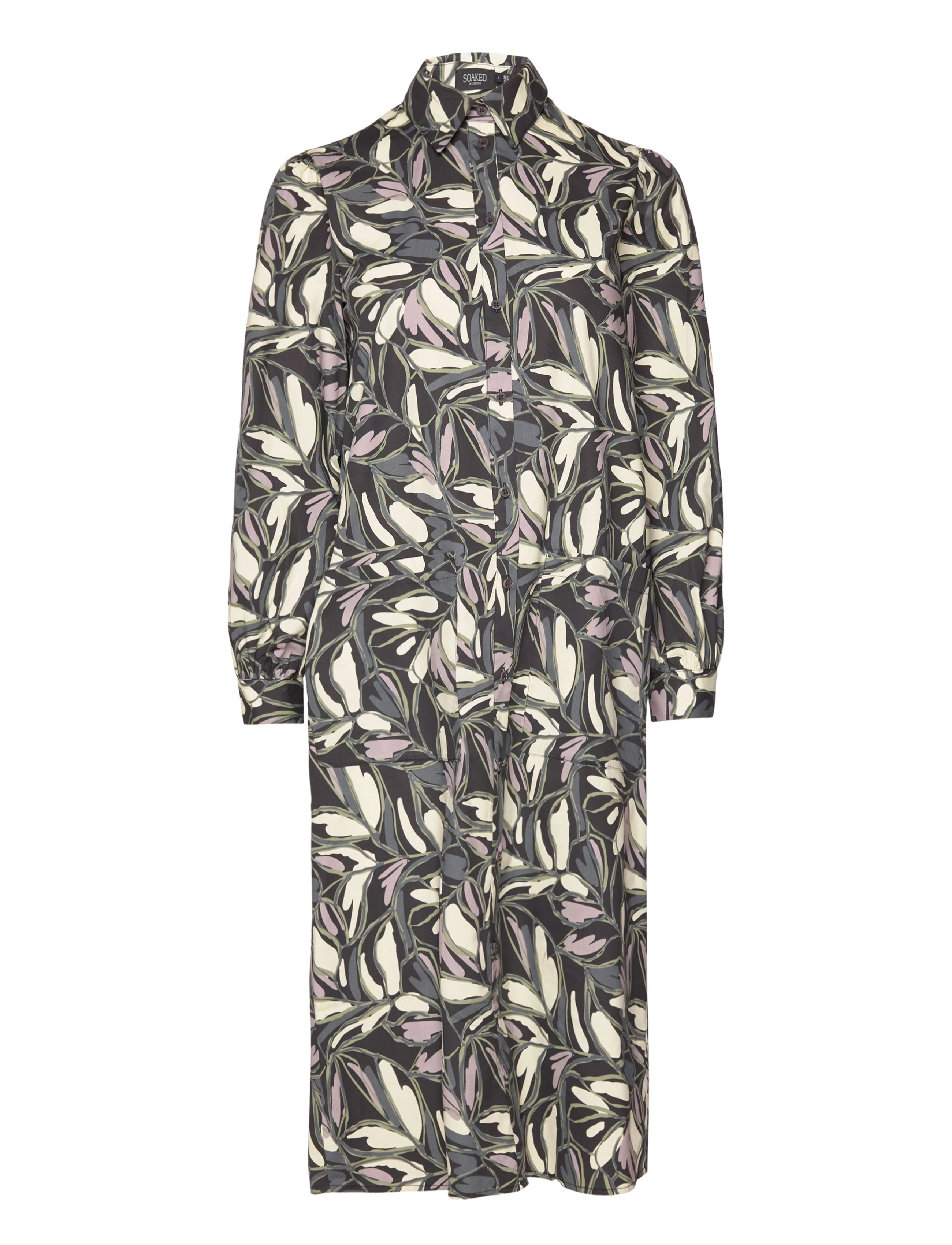 Soaked - SLFrankie Shirt Dress - skjortekjoler - black leaf print - 3