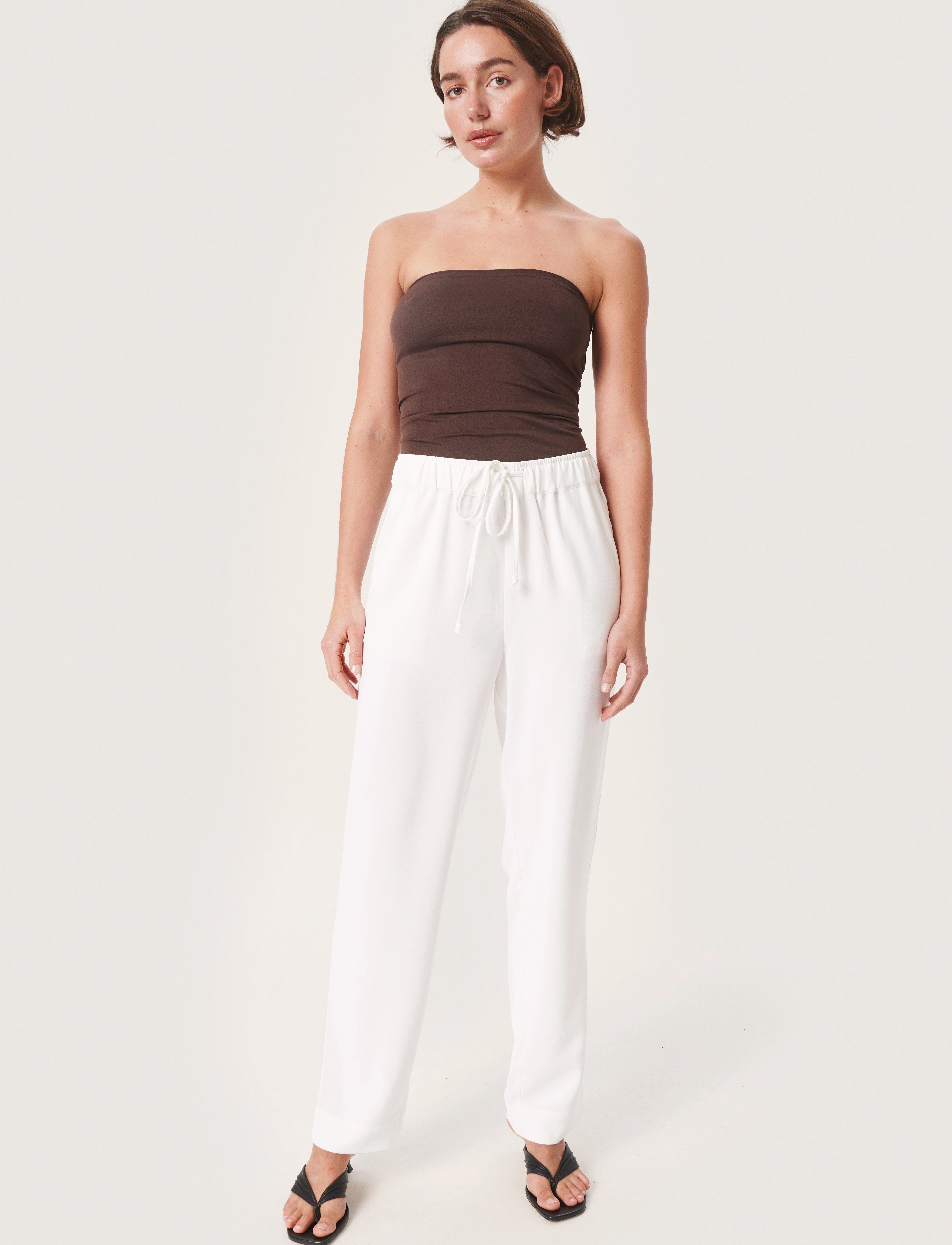 Soaked - SLShirley Tapered Pants - straight leg trousers - whisper white - 3