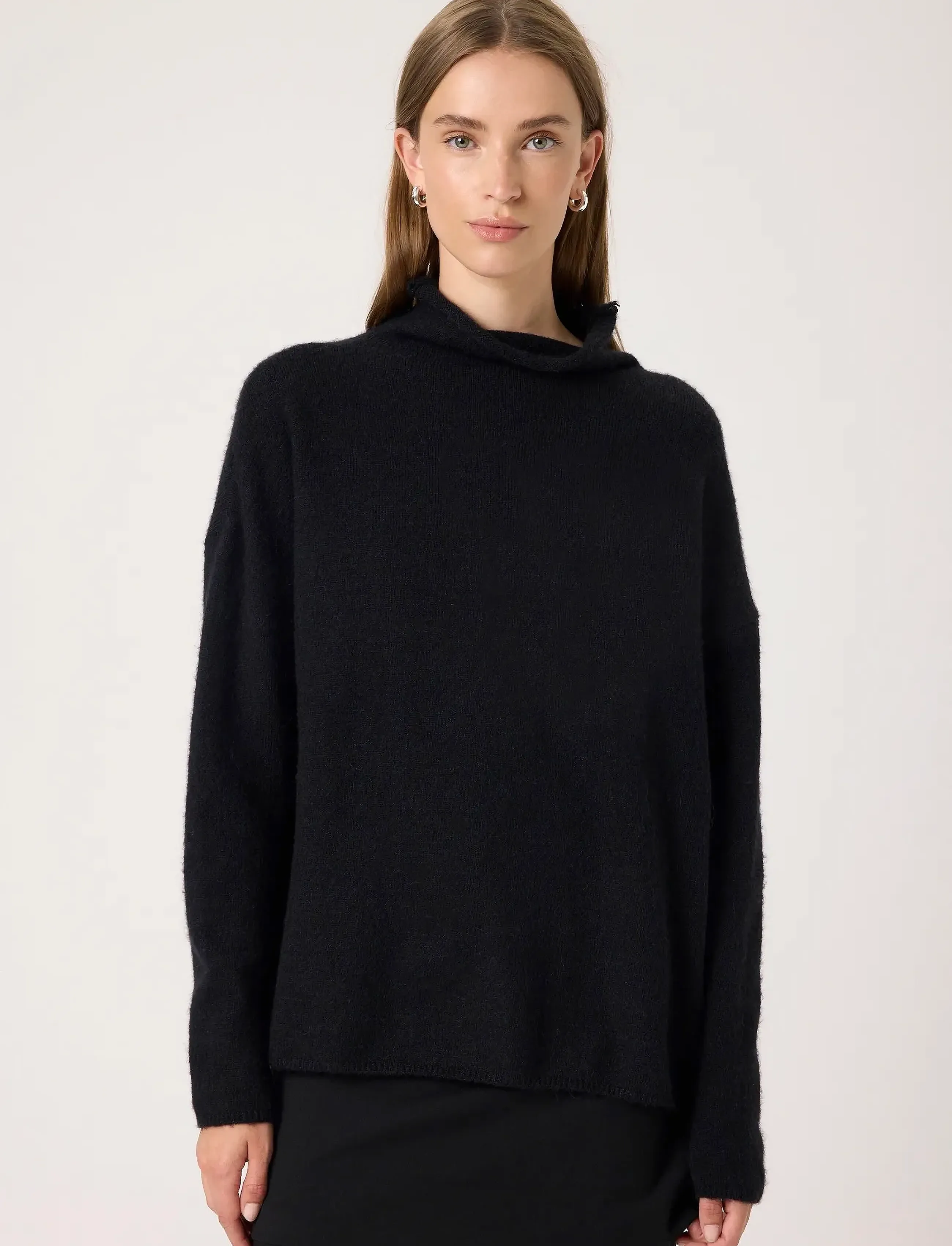 Soaked SLMiya Slim Sleeve Pullover - Adījumi - BLACK MELANGE / black