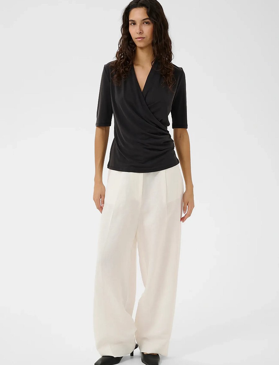 Soaked - SLColumbine Wrap Blouse SS - lühikeste varrukatega pluusid - black - 3