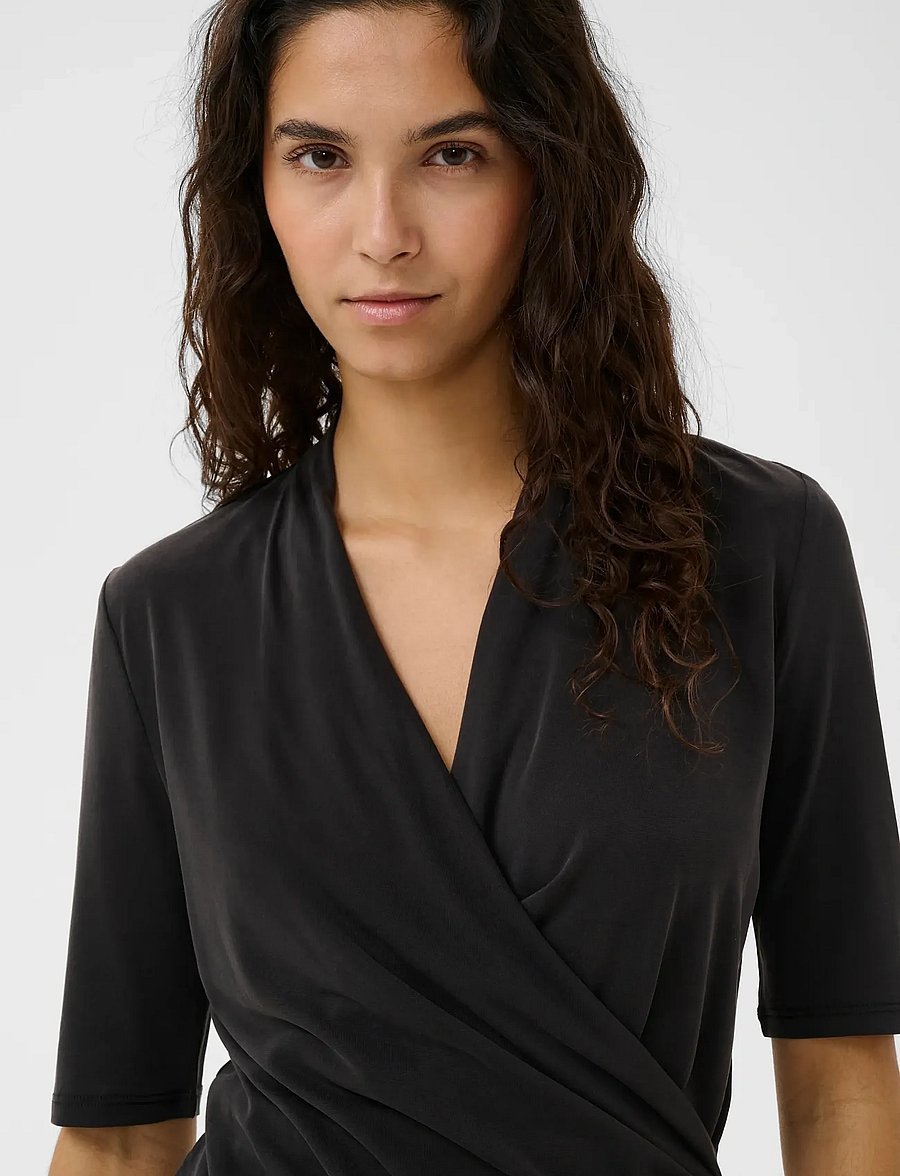 Soaked - SLColumbine Wrap Blouse SS - lühikeste varrukatega pluusid - black - 5