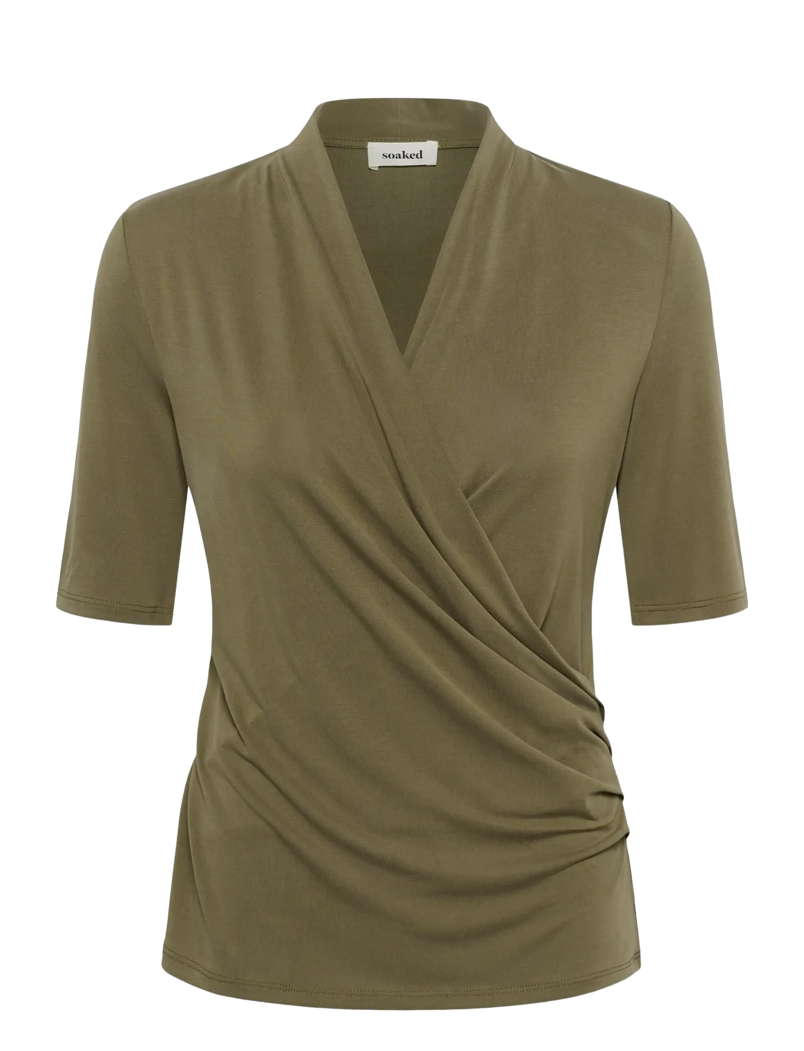 Soaked SLColumbine Wrap Blouse SS - Business tøj - DUSKY GREEN / khaki/green