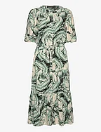 SLLivinna Midi Dress - LODEN GREEN MARBLE PRINT