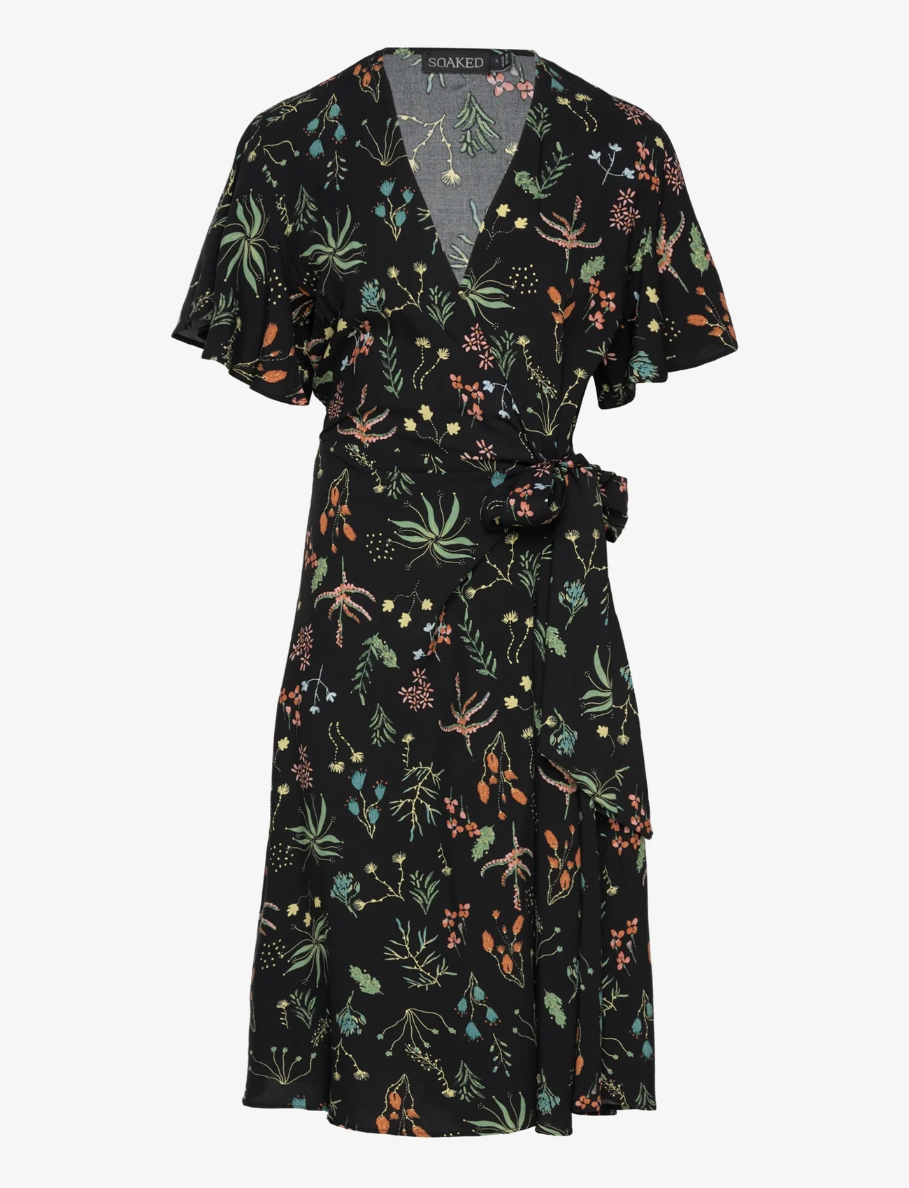 Soaked in Luxury - SLIndre Gaby Dress SS - slå-om-kjoler - black botanical print - 0