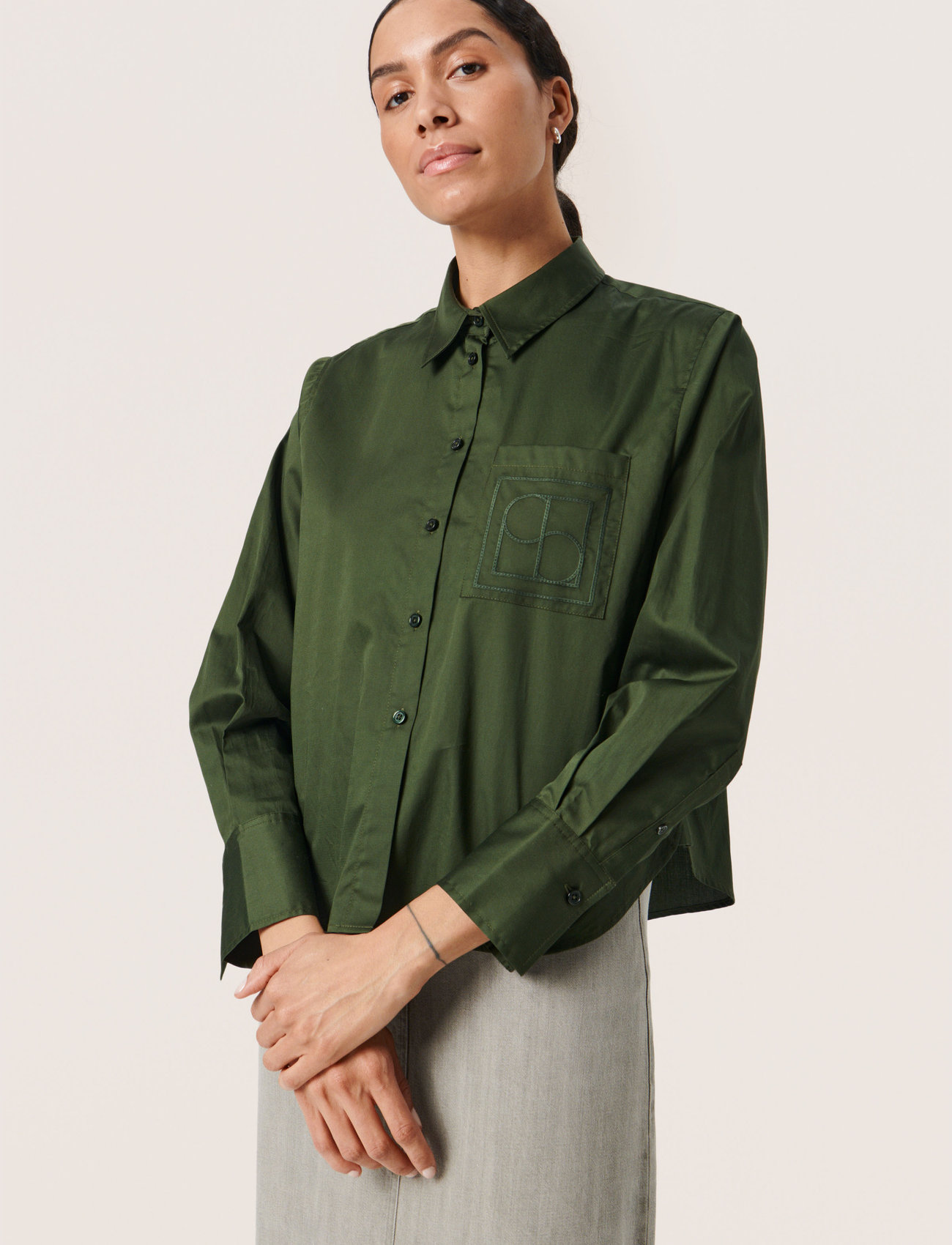 Soaked in Luxury - SLAdriana Shirt LS - langärmlige hemden - kombu green - 1