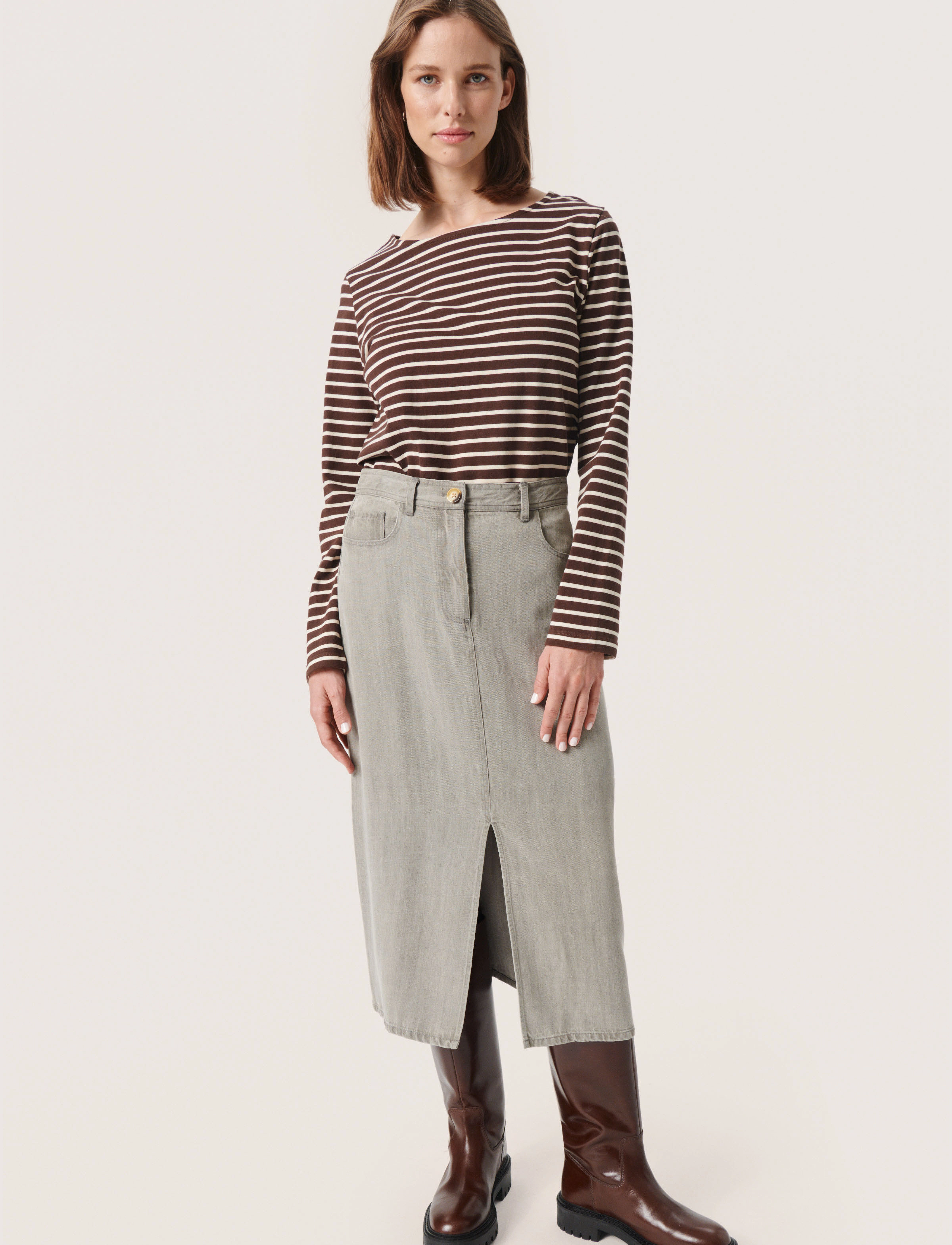 Soaked - SLFriday Skirt - vidutinio ilgio sijonai - light grey denim - 3