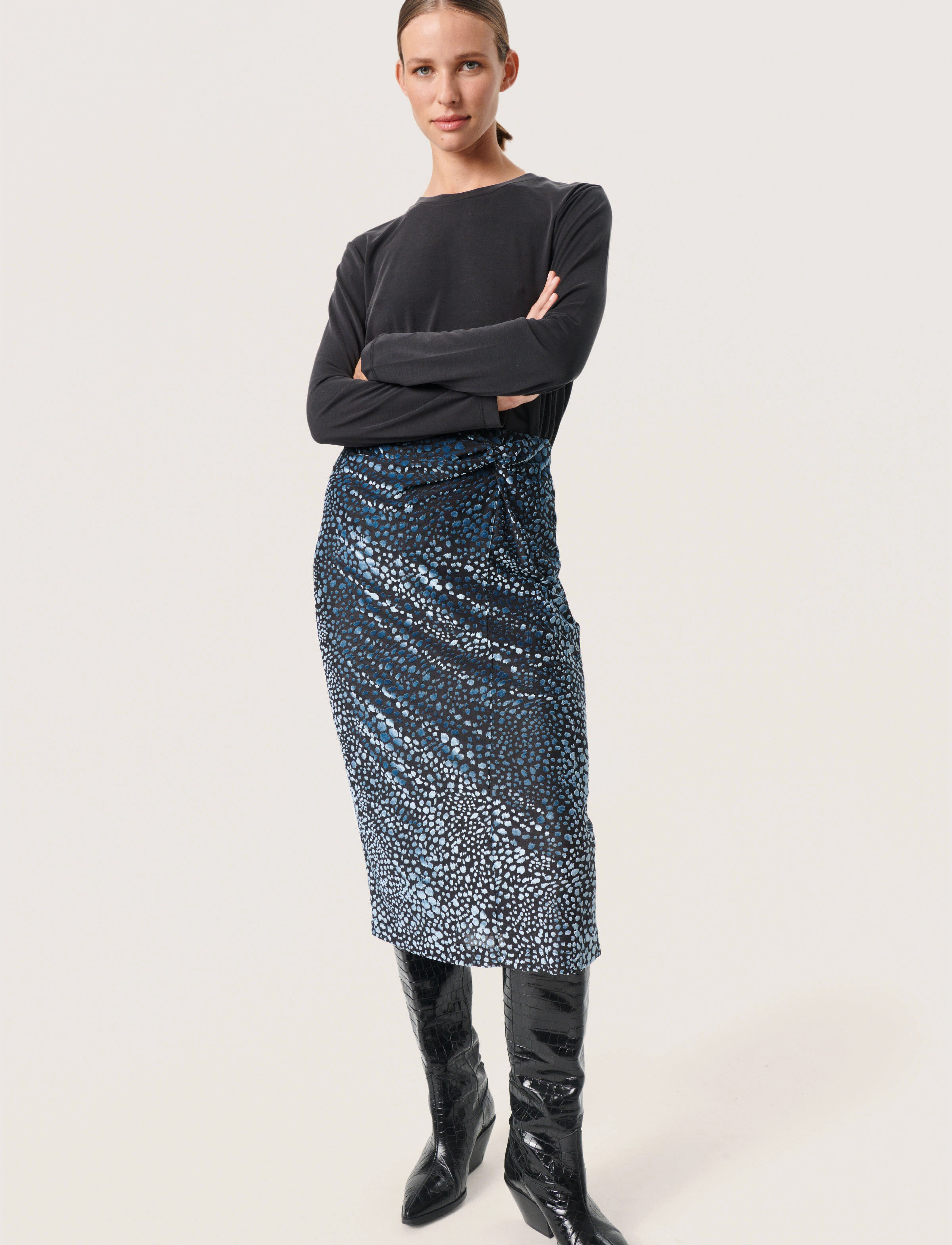 Soaked - SLNicha Skirt - midi nederdele - faded denim burn out - 3