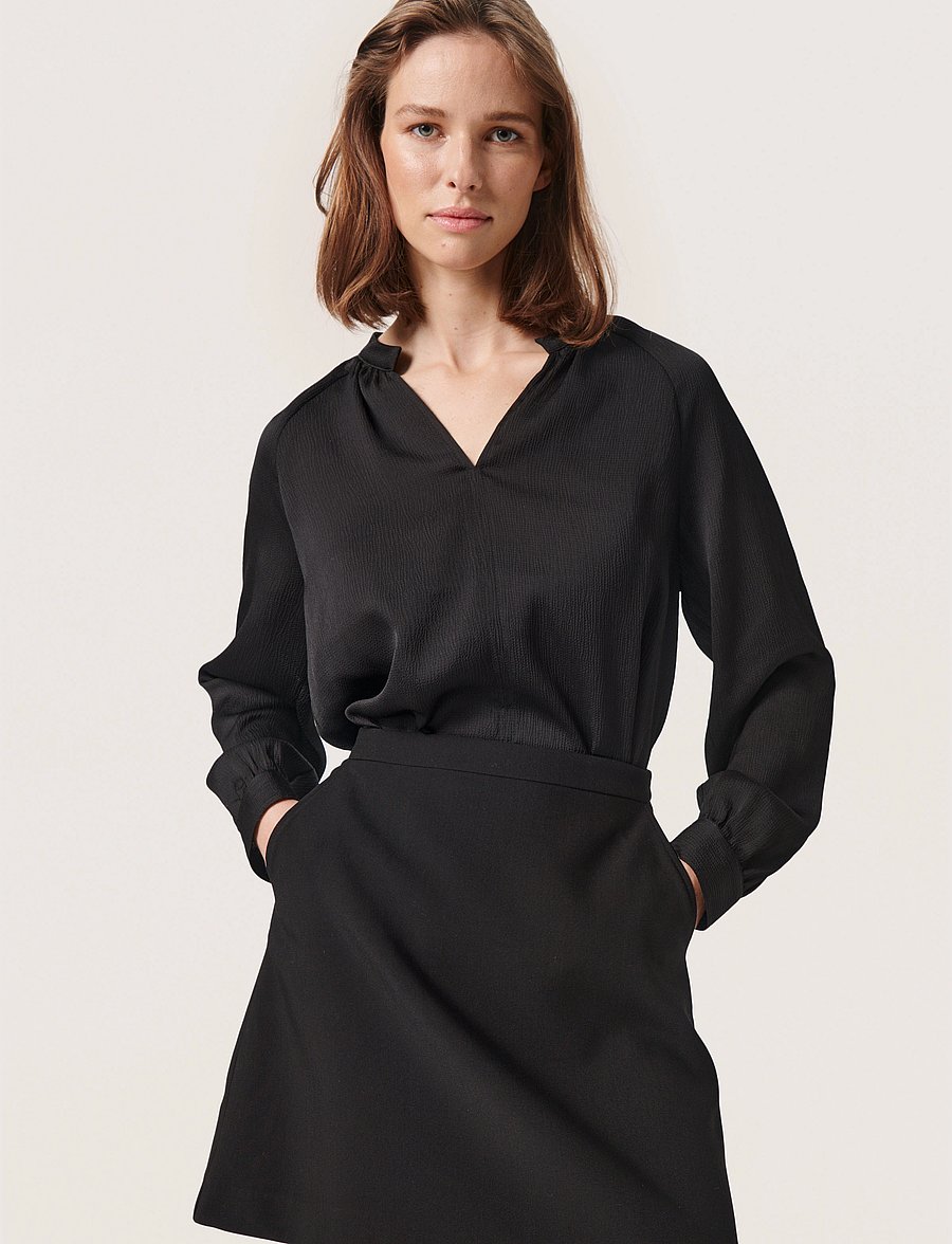 Soaked - SLIoana Blouse LS - langärmlige hemden - black - 0