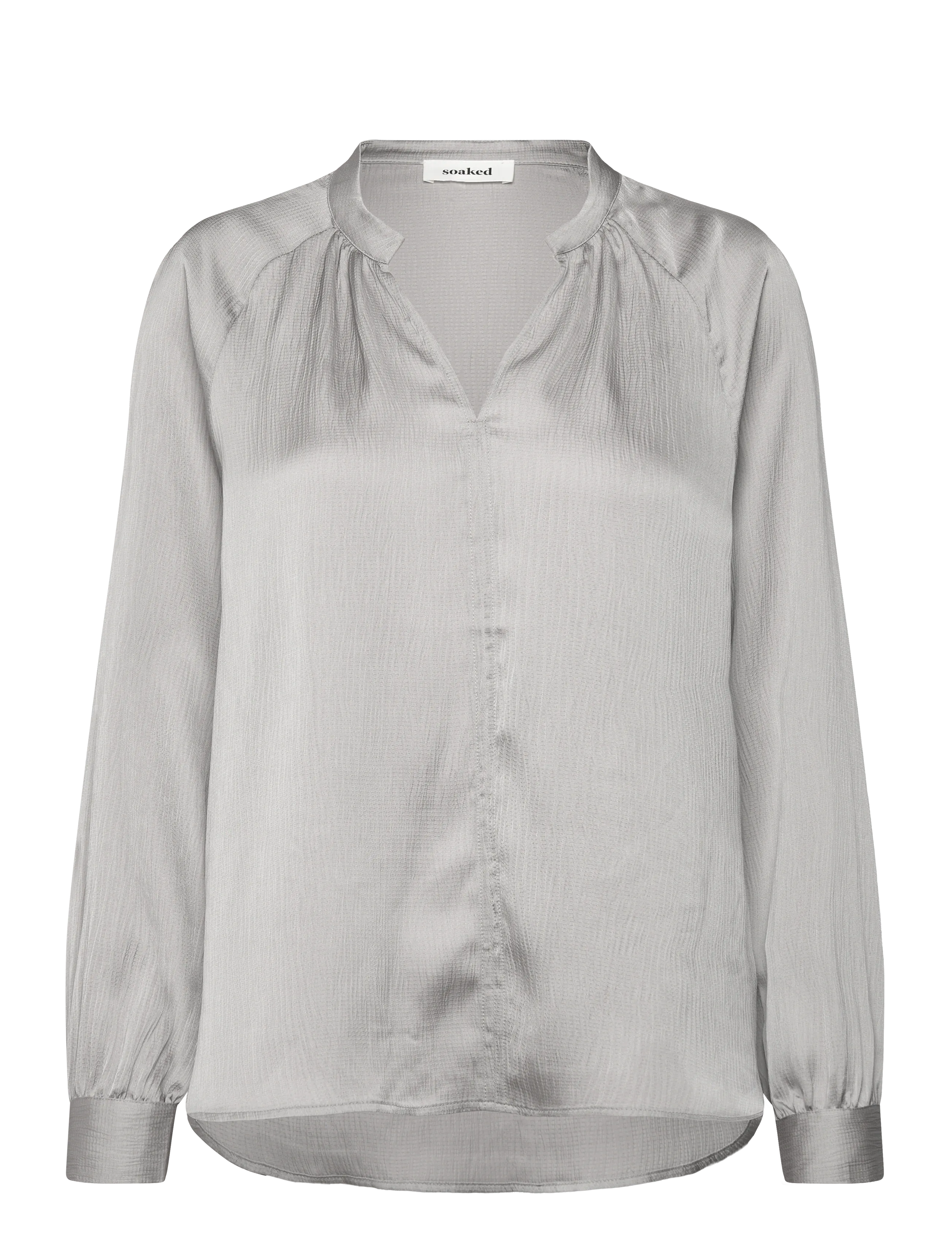Soaked Slioana Blouse Ls, M, Blouses, Grau - Long-sleeved, Frauen