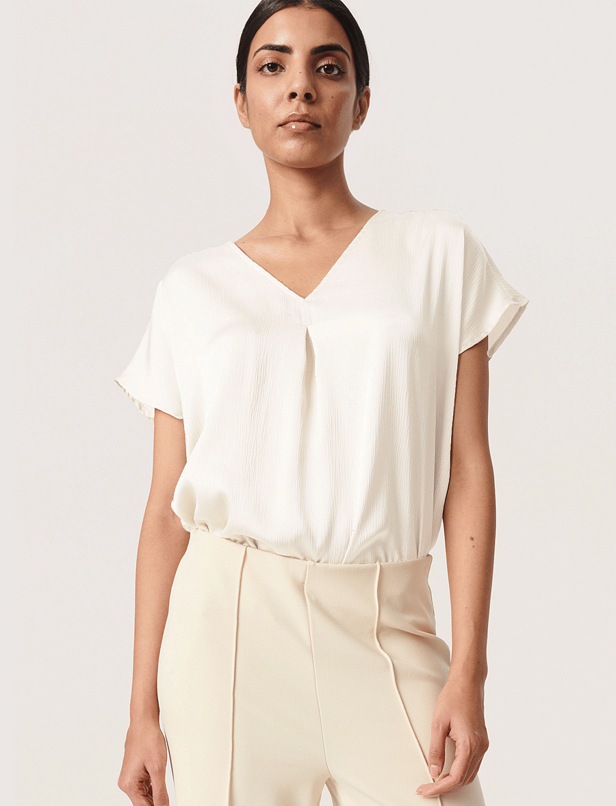 Soaked - SLIoana Marija Top - kurzämlige blusen - whisper white - 0