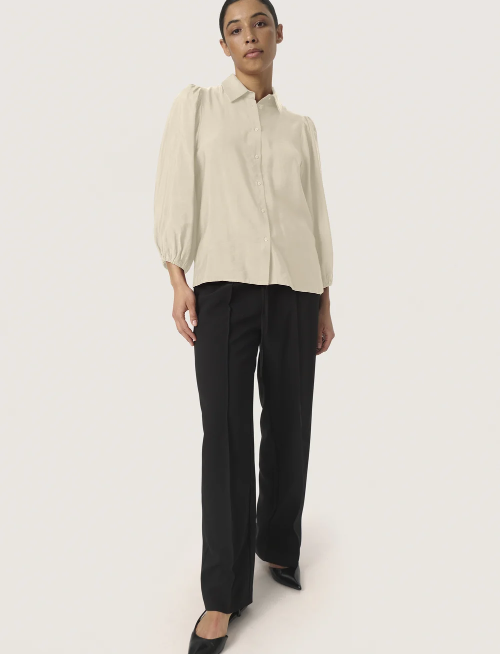 Soaked in Luxury - SLLeodora Stefani Shirt 3/4 - långärmade skjortor - oatmeal - 3