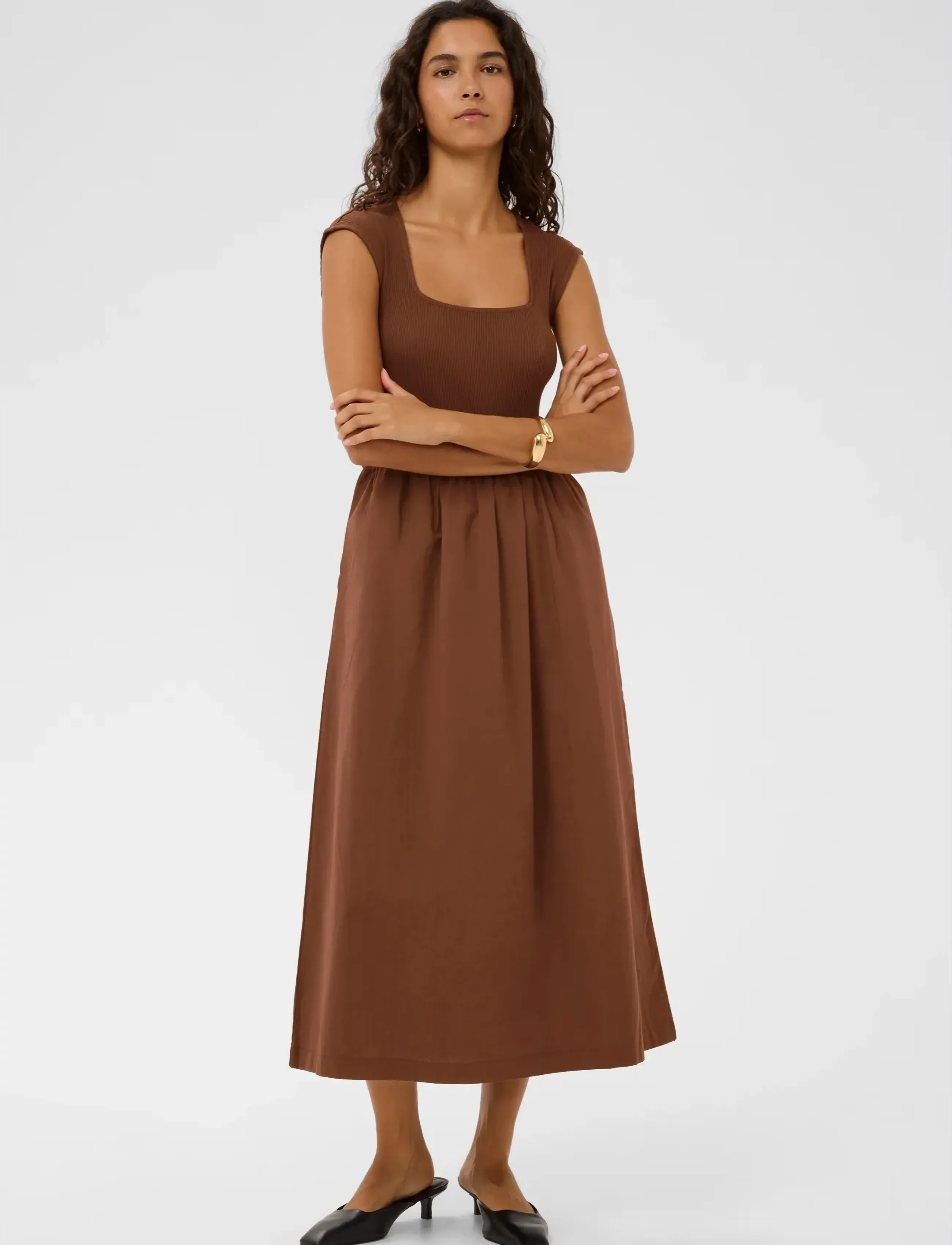 Soaked in Luxury SLSimone Phoebe Dress - Uus - CAPPUCCINO / brown