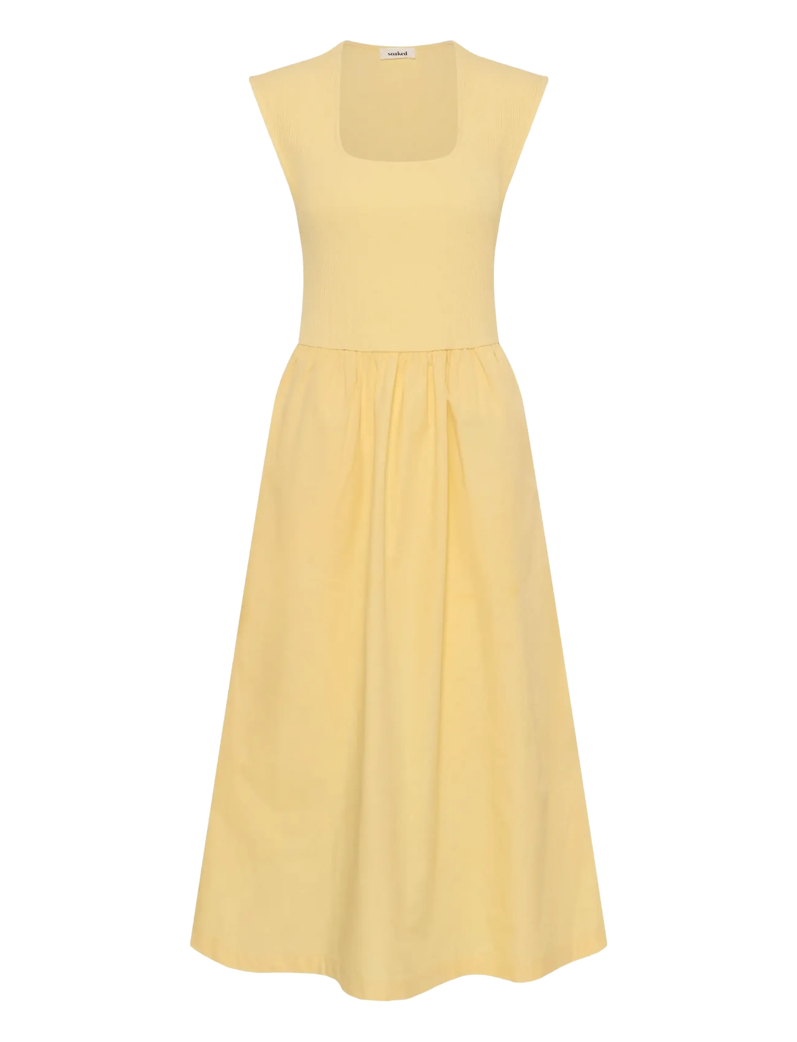 Soaked Slsimone Phoebe Dress, Damen, Midikleid, Gelb, Gr: S