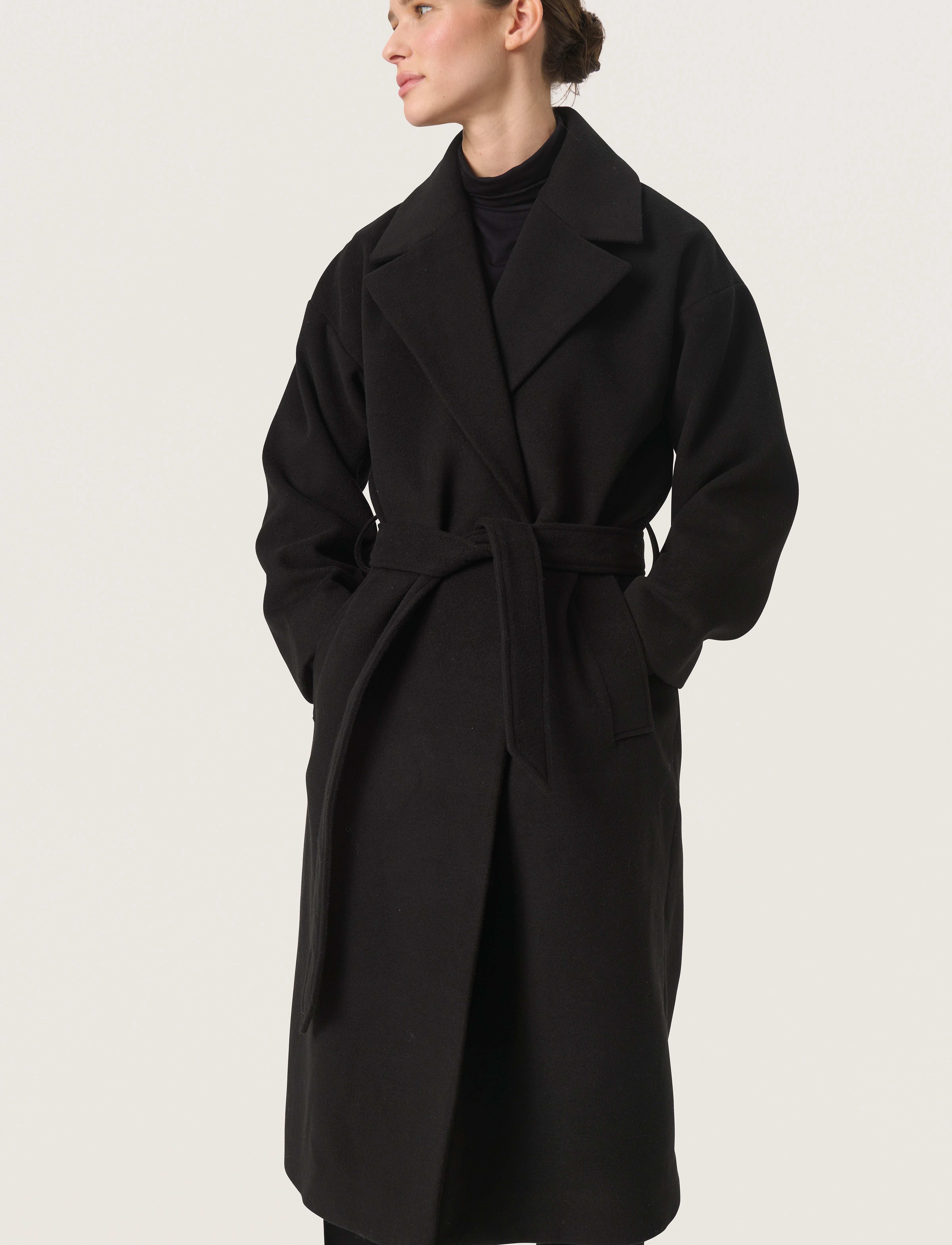 Soaked SLRubie Belted Coat - Jacken & Mäntel - BLACK / black