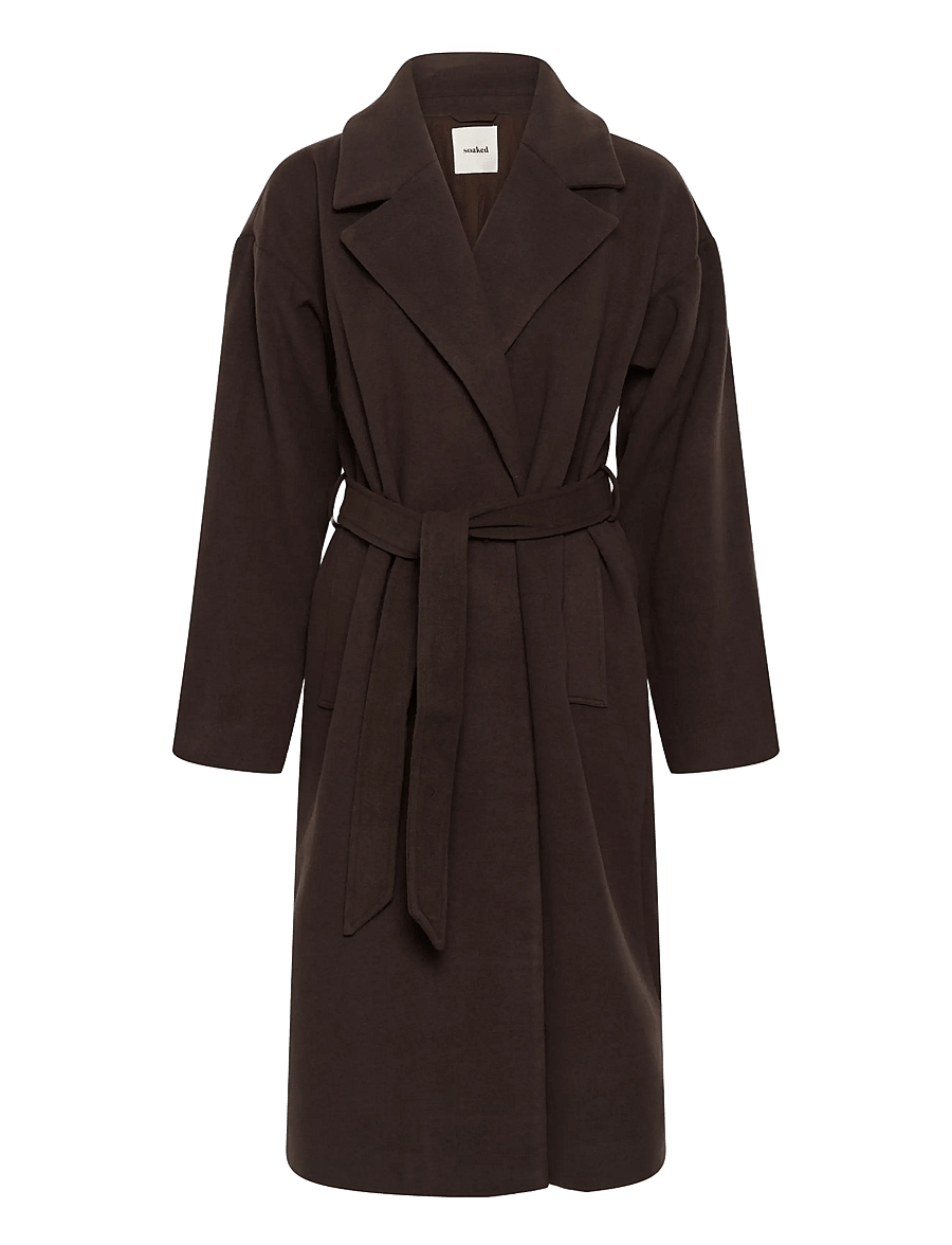 Soaked - SLRubie Belted Coat - winter jackets - chocolate torte - 1