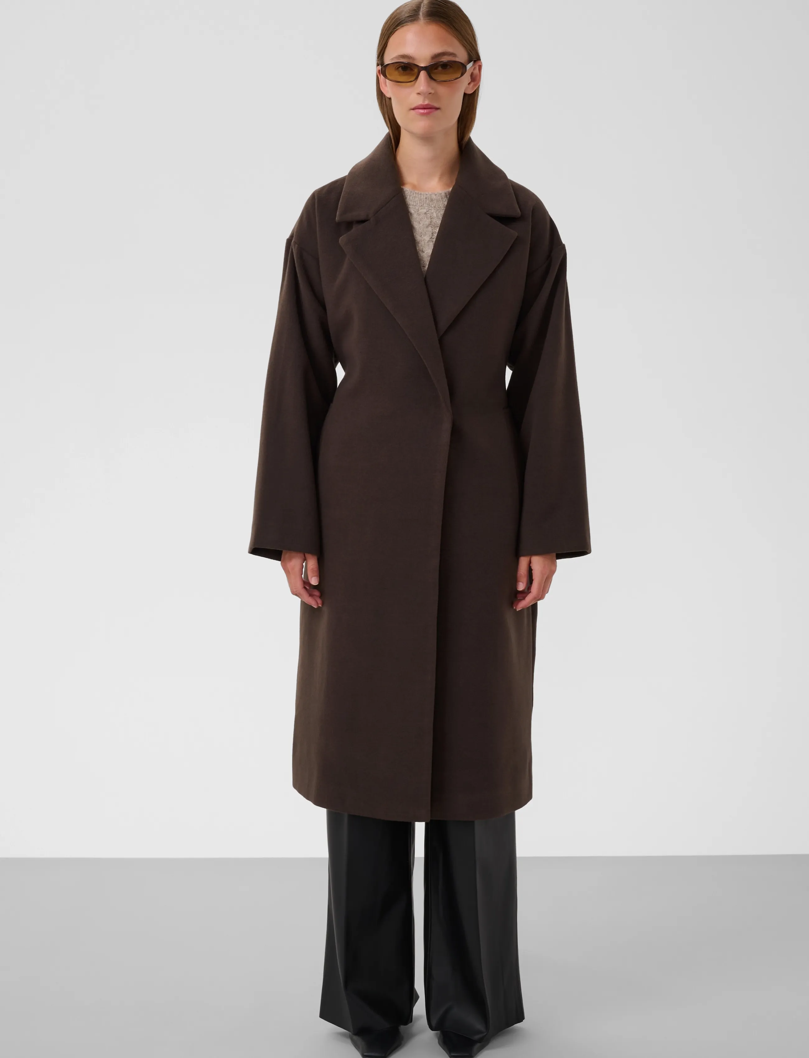 Soaked Slrubie Belted Coat, M, Coats, Braun - Wool Frauen