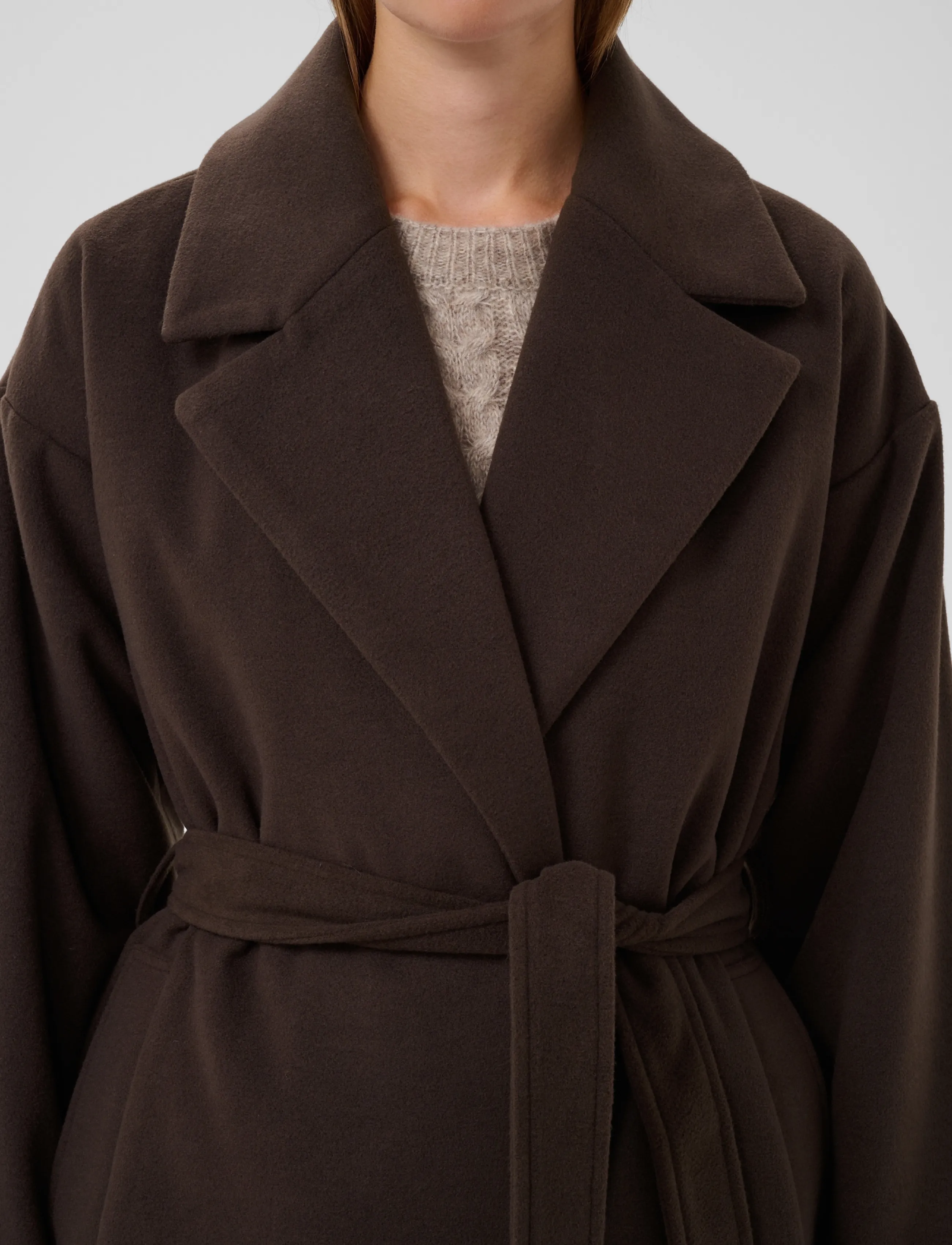 Soaked - SLRubie Belted Coat - winter jackets - chocolate torte - 4