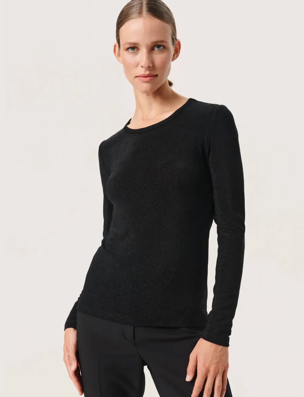 Soaked in Luxury - SLSkylara Round Neck LS - pikkade varrukatega alussärgid - black - 0