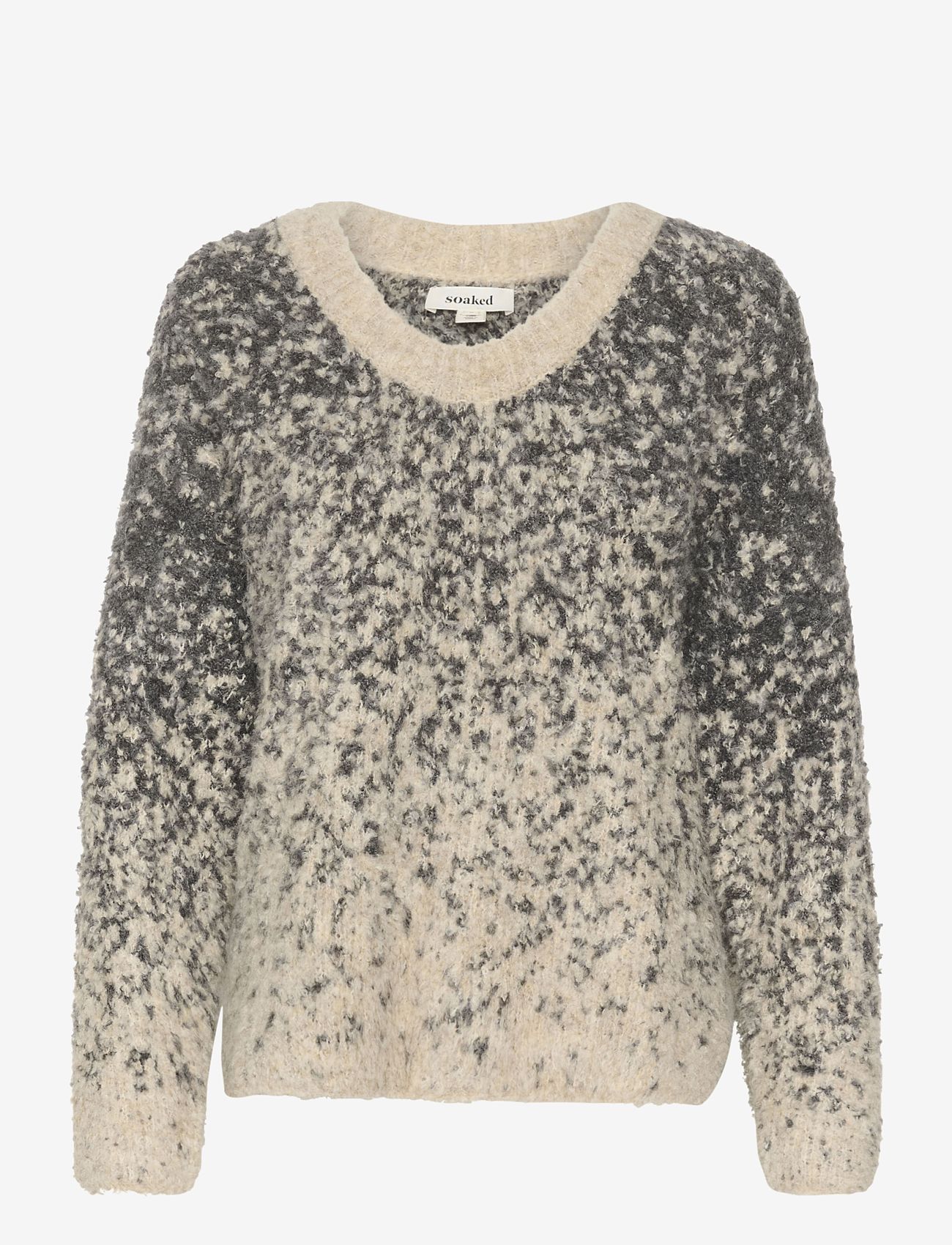 Soaked in Luxury - SLVenessa Pullover - striktrøjer - oatmeal and grey jaquard - 1