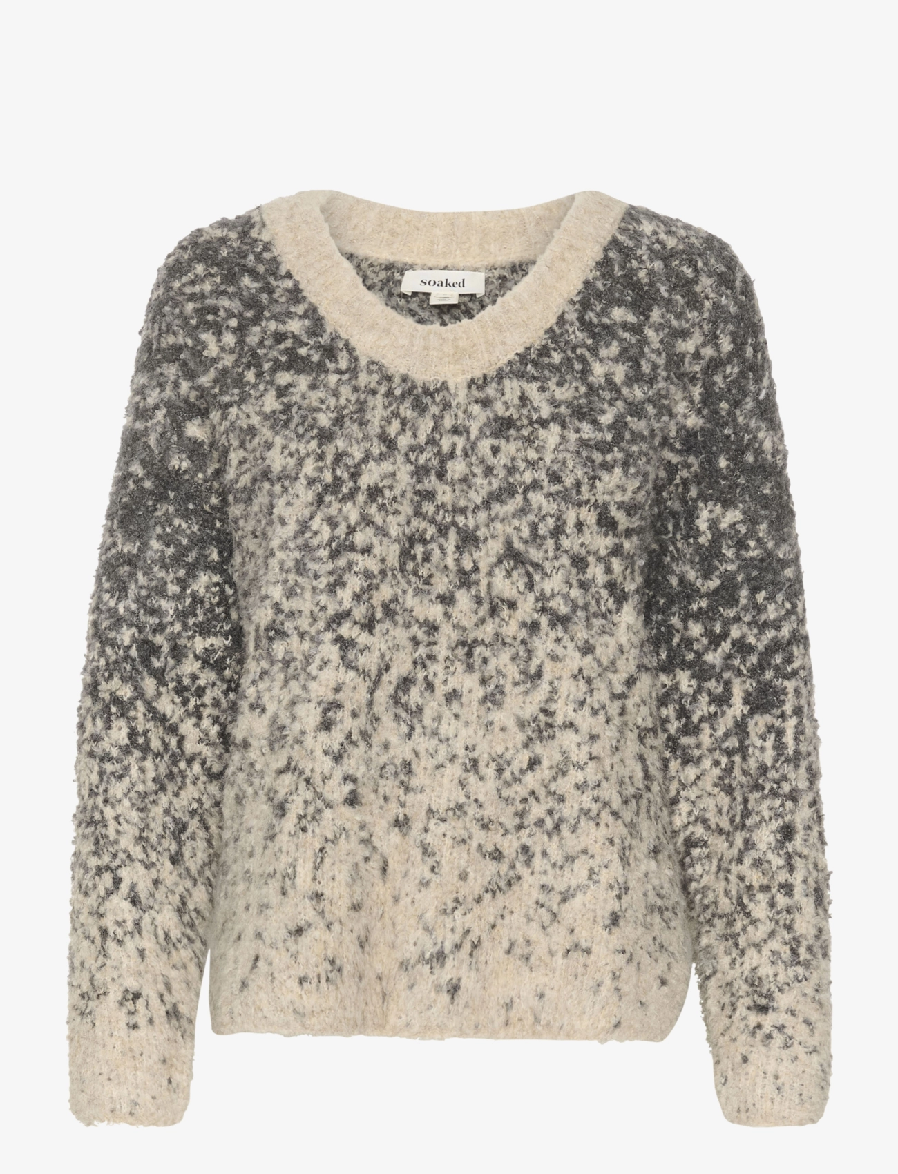 Soaked SLVenessa Pullover - Strik - OATMEAL AND GREY JAQUARD / grey