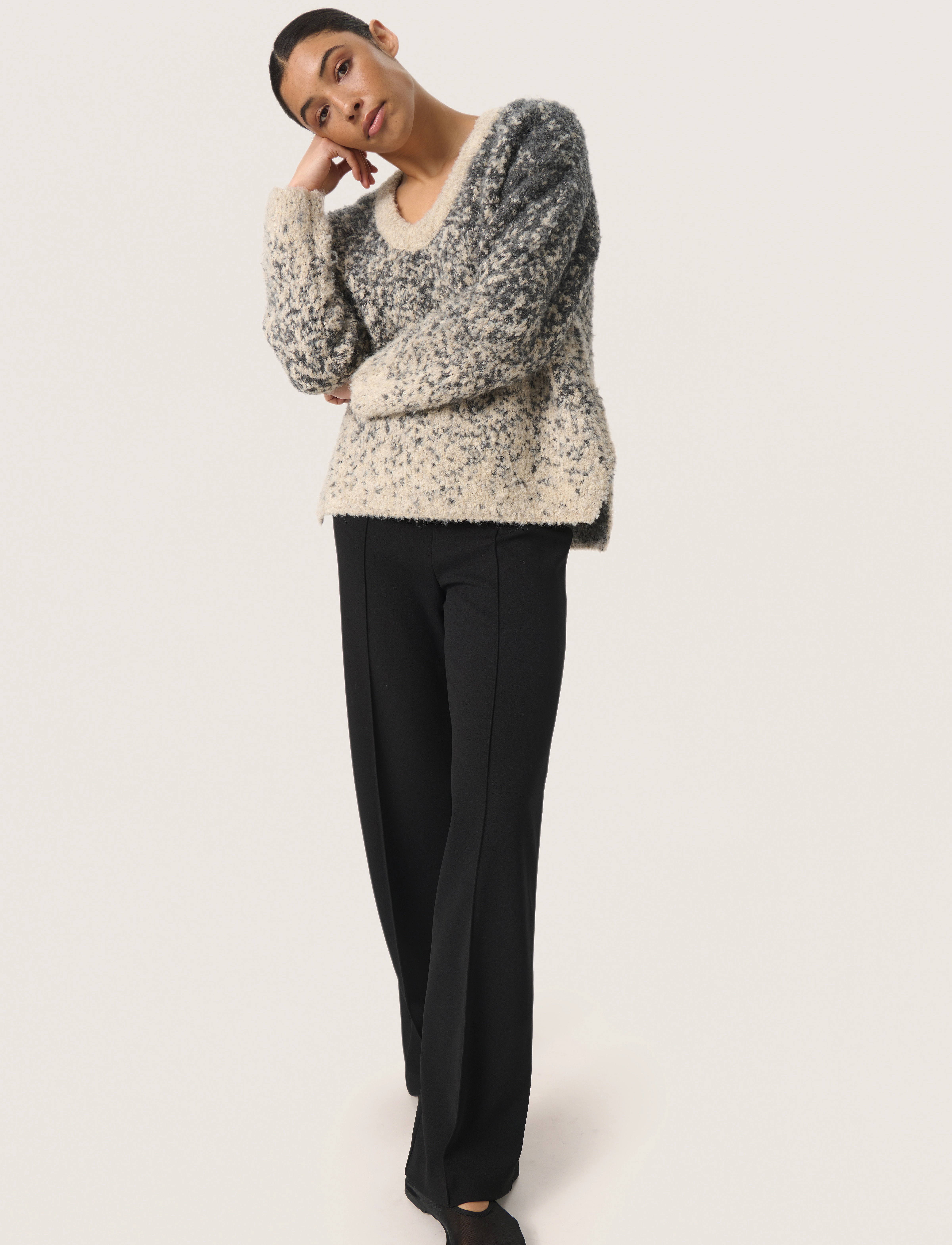 Soaked - SLVenessa Pullover - trøjer - oatmeal and grey jaquard - 3