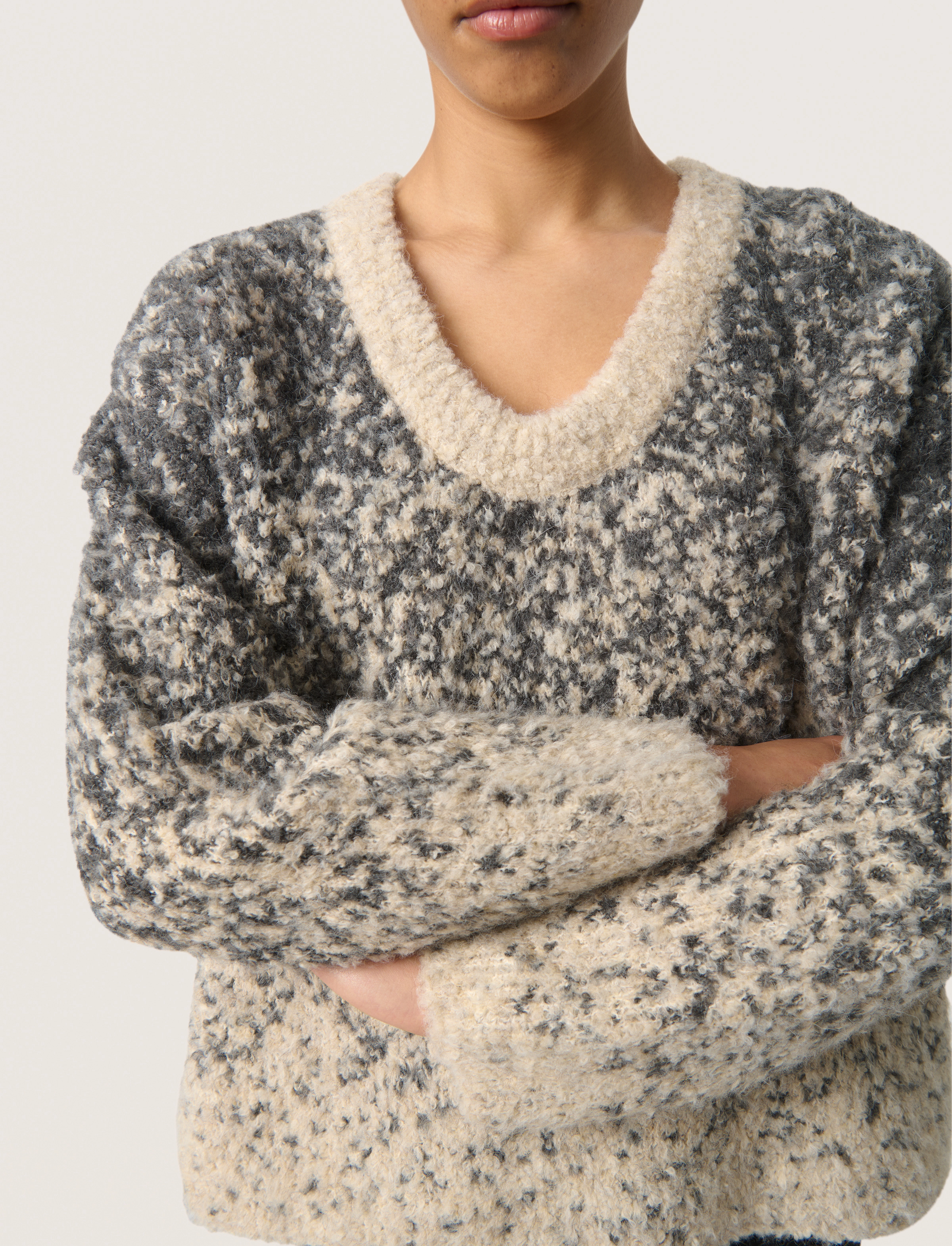 Soaked - SLVenessa Pullover - trøjer - oatmeal and grey jaquard - 5