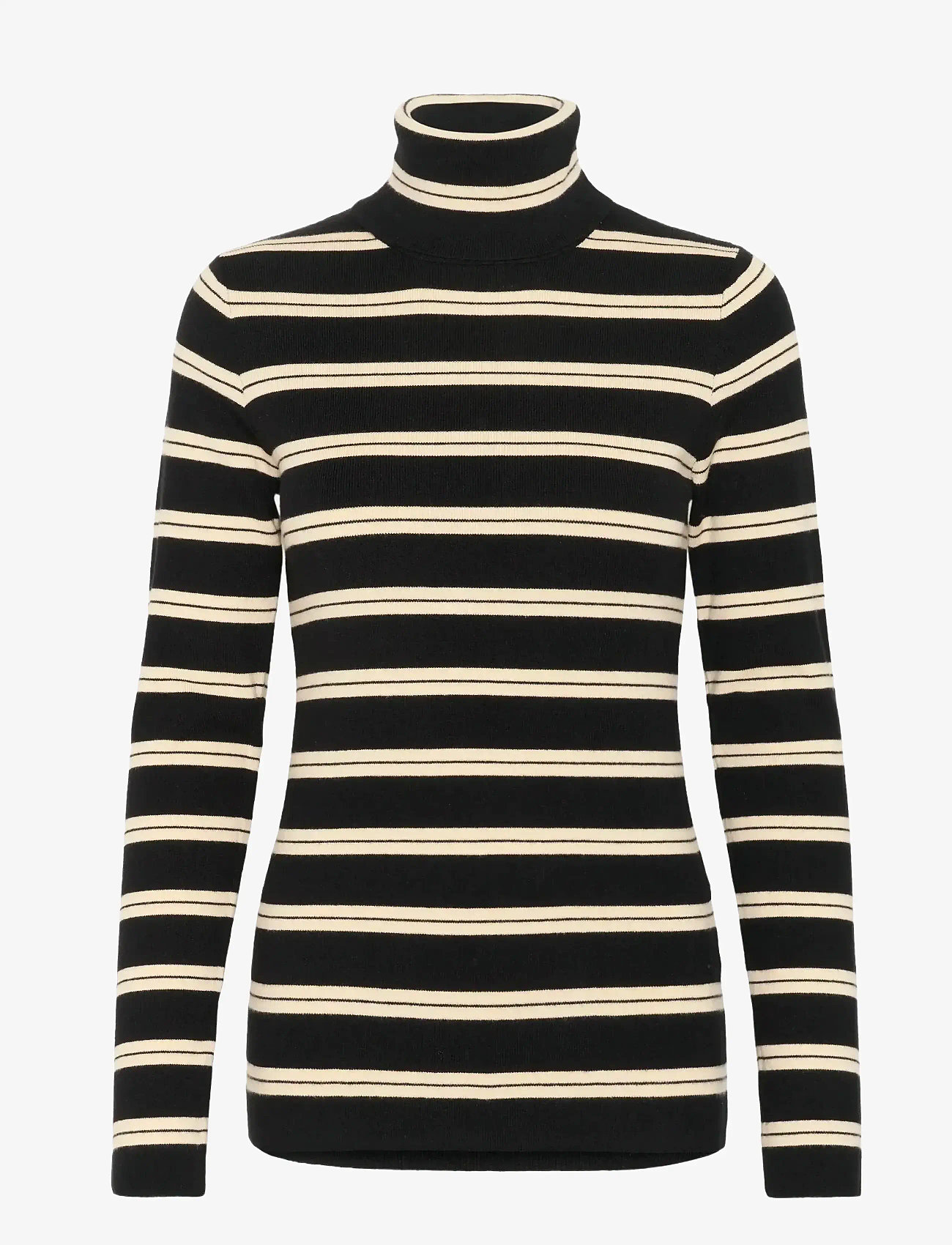 Soaked in Luxury - SLSpina Stri ped Rollneck - black w sandshell stripe - 1