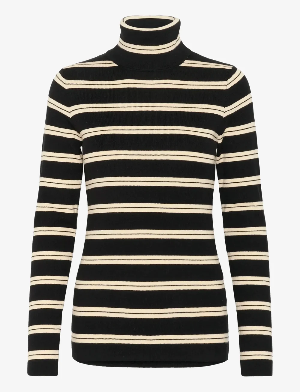 Soaked in Luxury - SLSpina Stri ped Rollneck - kõrge kaelusega kudumid - black w sandshell stripe - 1