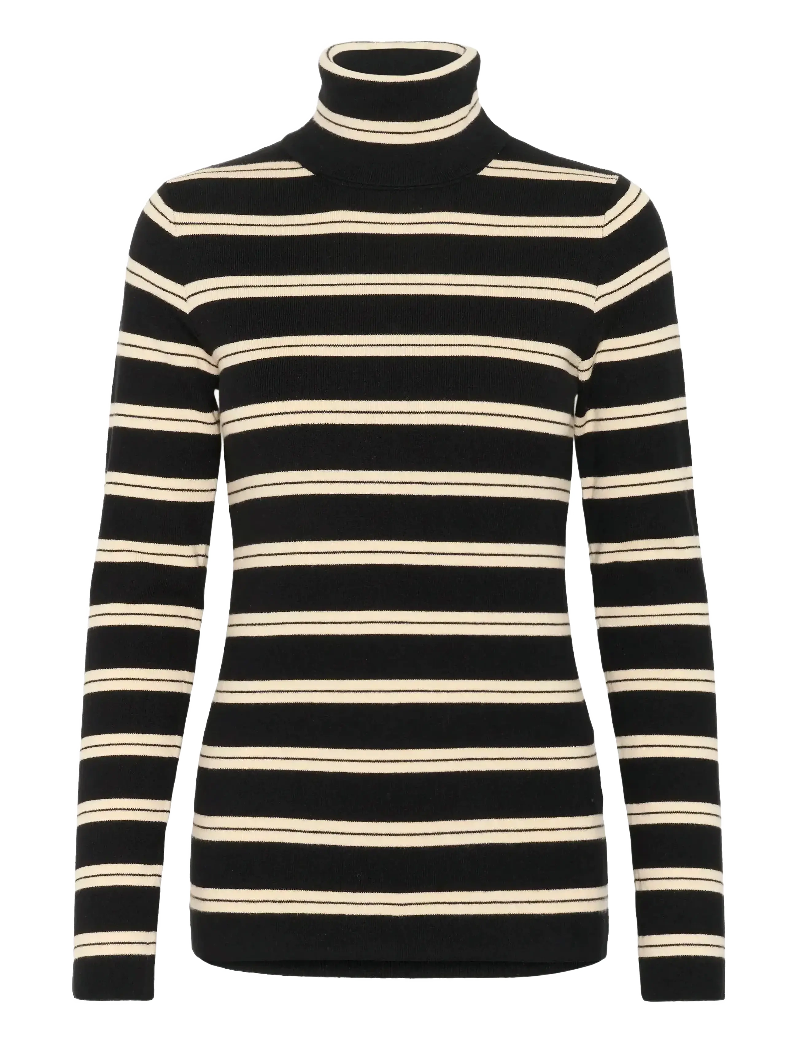 Soaked SLSpina Striped Rollneck - Rullekraver - BLACK W SANDSHELL STRIPE / black