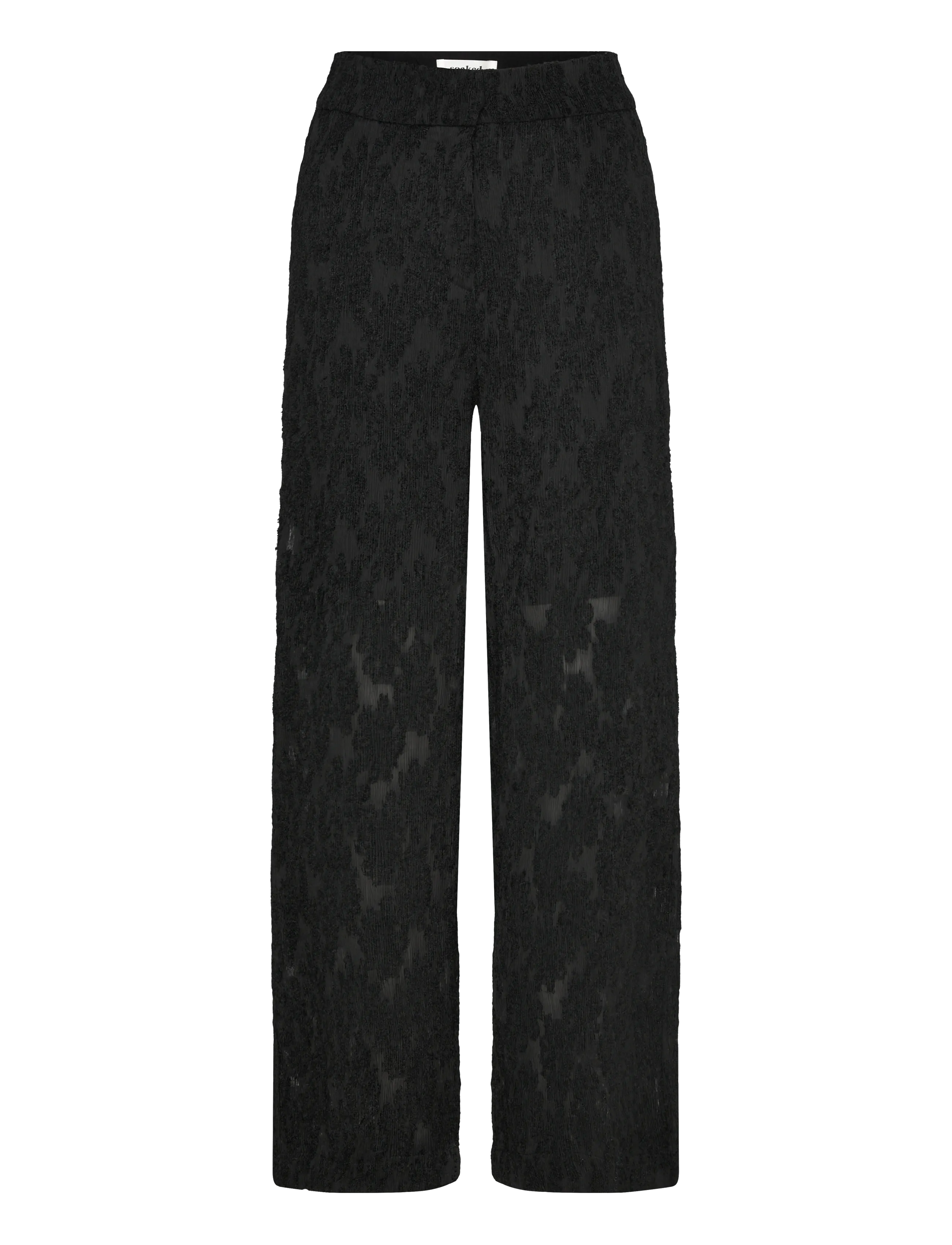 Soaked Slraye Pants, Kvinder, Højtaljede Teksturerede Vide Bukser, Sort, Str: S