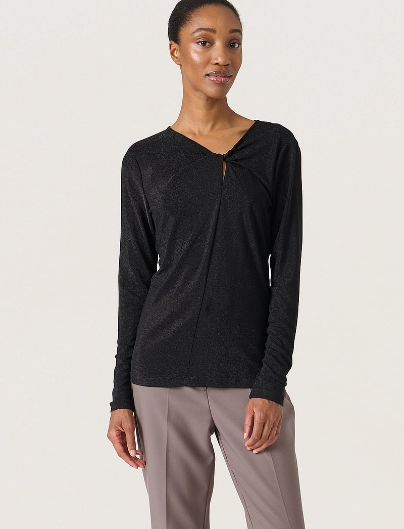Soaked in Luxury - SLSkylara Knot Tee - långärmade toppar - black - 0