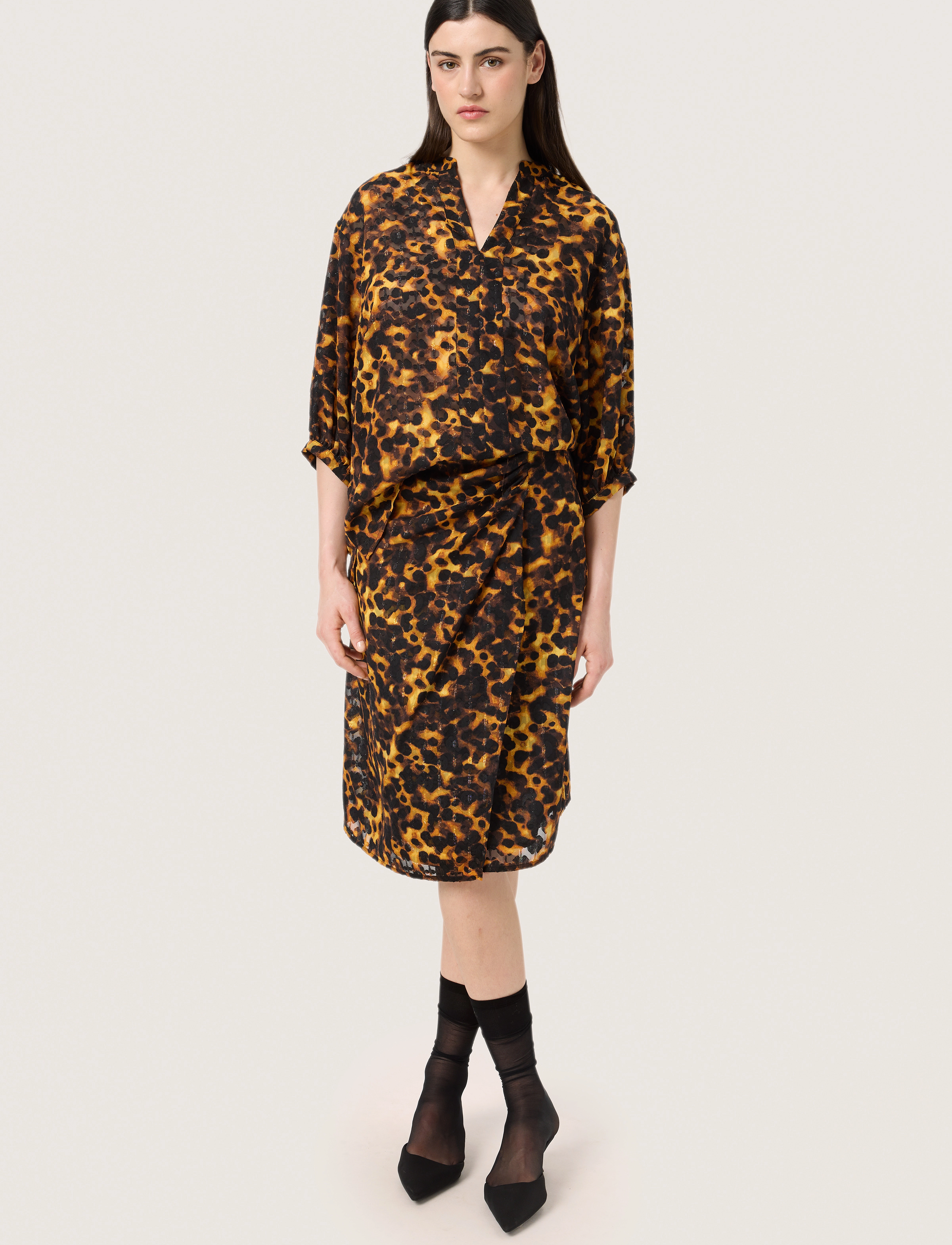 Soaked - SLGunvy Amily Blouse 3/4 - langärmlige blusen - tortoise print - 3