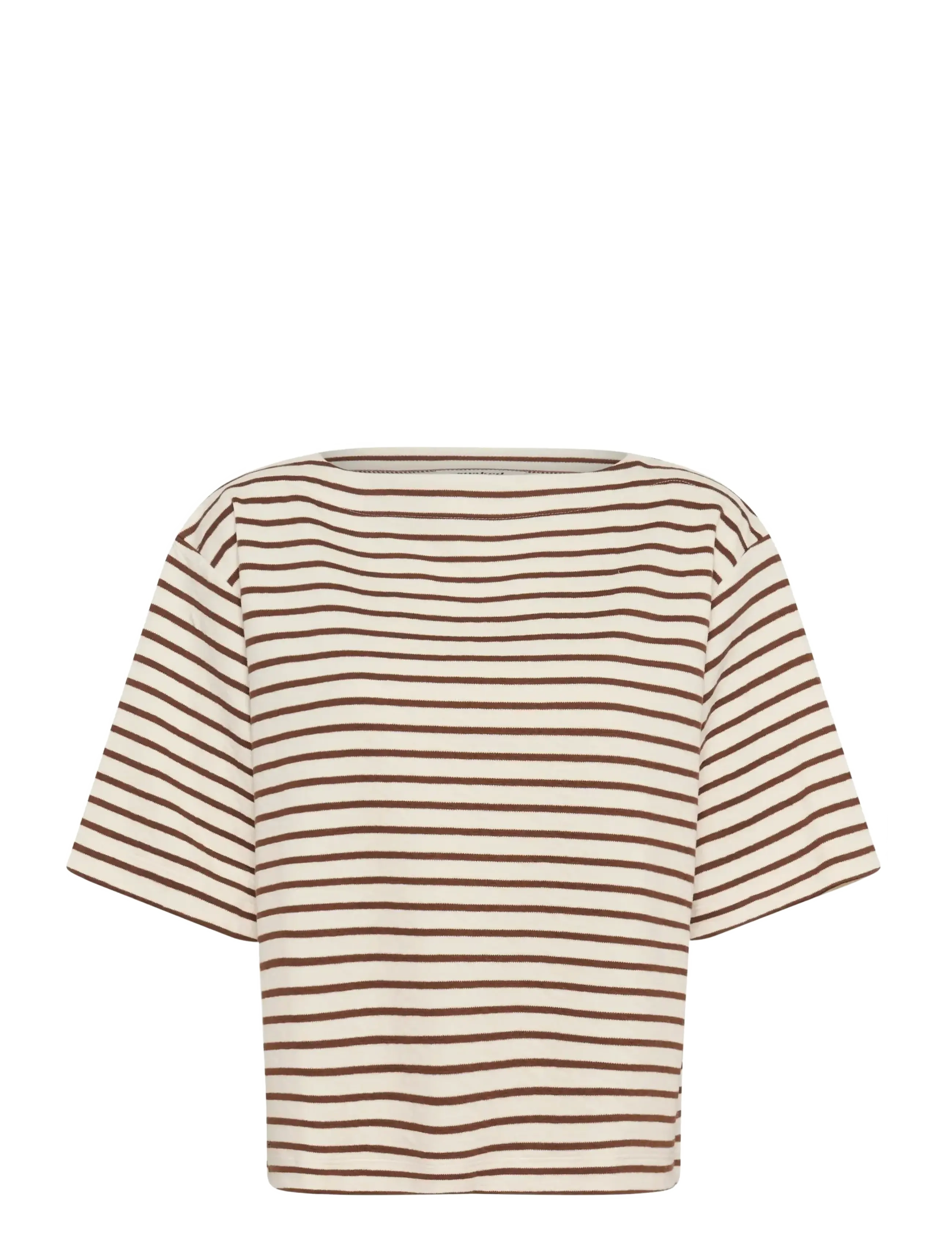 Soaked in Luxury SLIngina Sweatshirt - Uus - WHITE AND CAPPUCINO STRIPE / brown