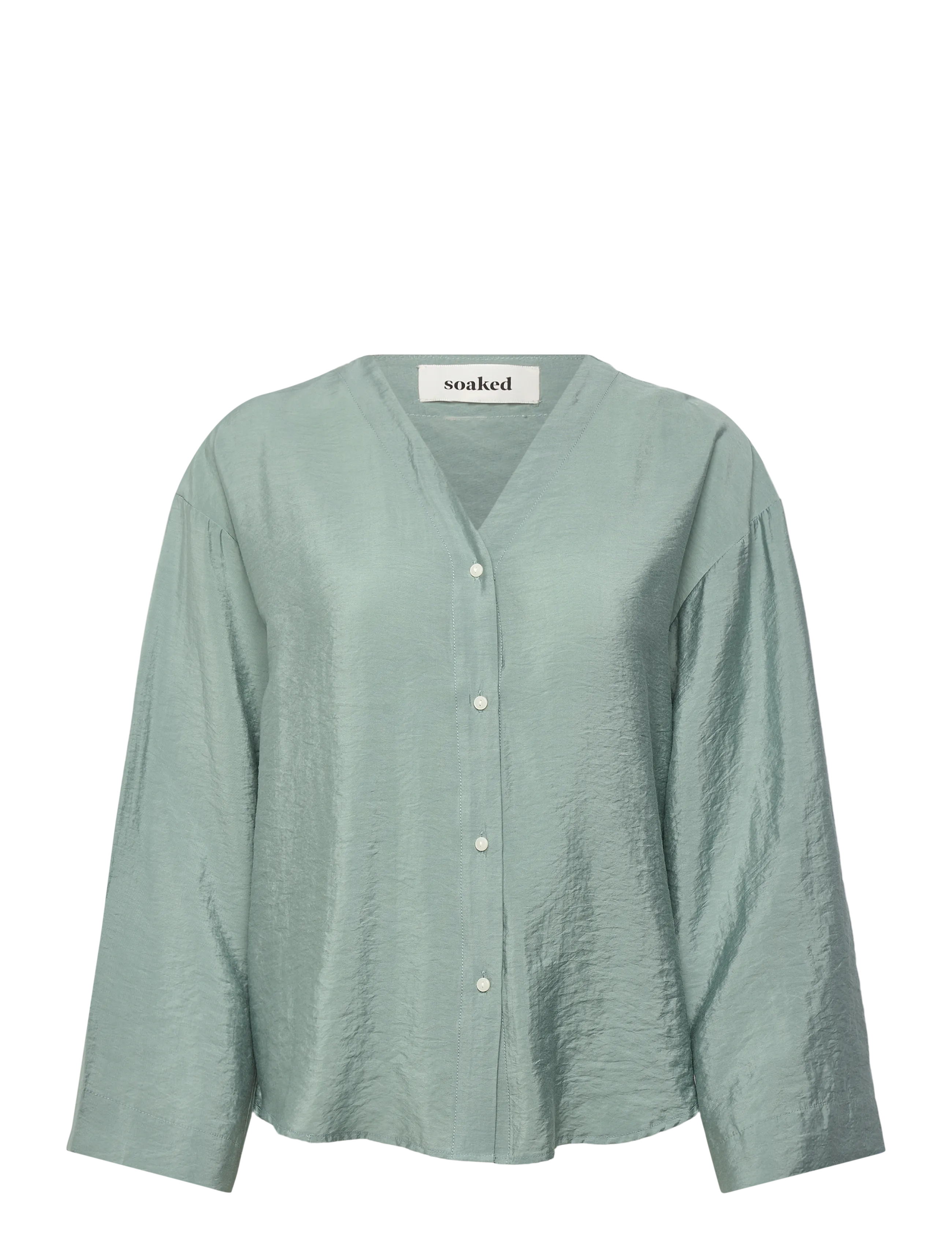Soaked SLLeodora Shirt Blouse - Bluser - SILVER BLUE / green