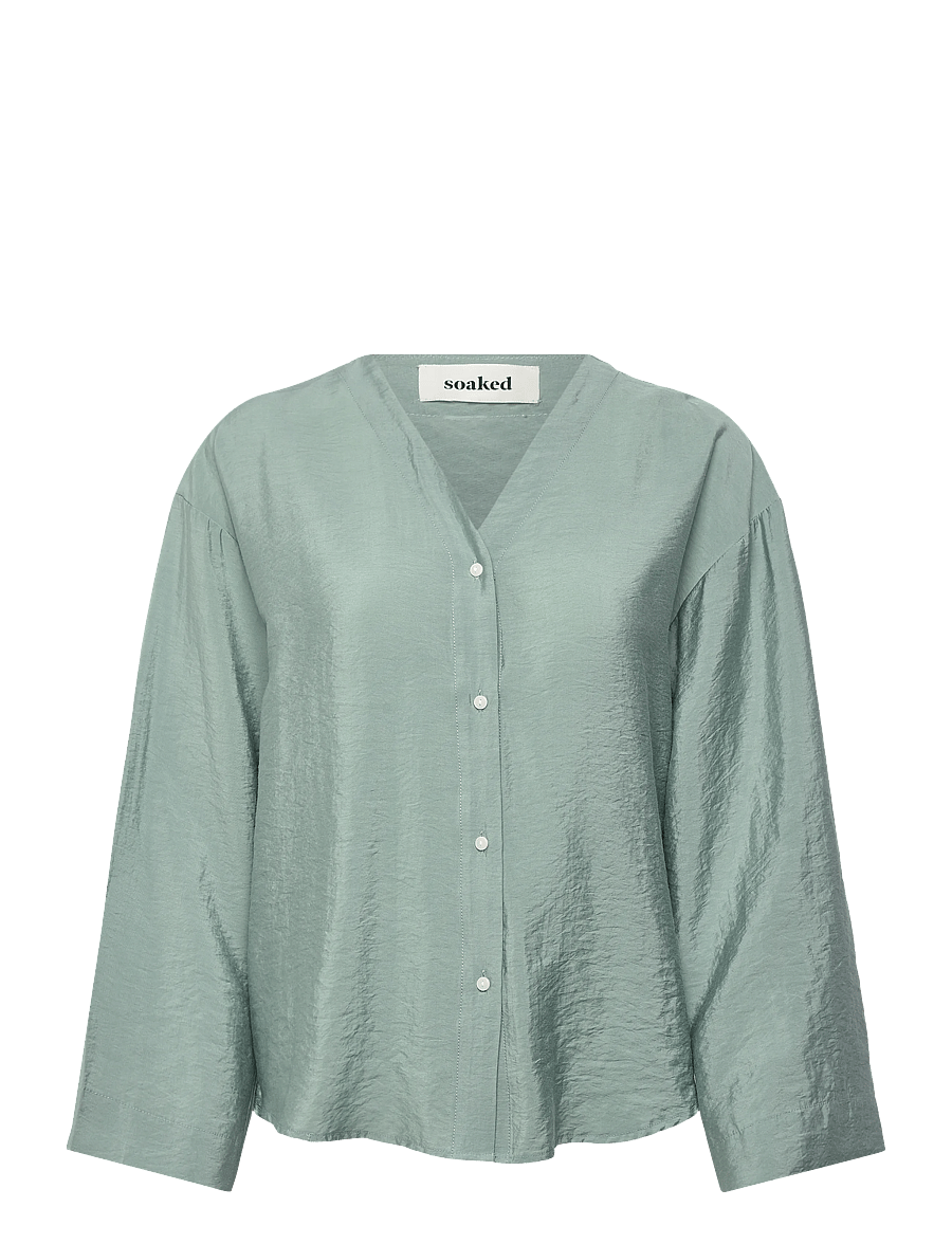 Soaked - SLLeodora Shirt Blouse - långärmade blusar - silver blue - 0