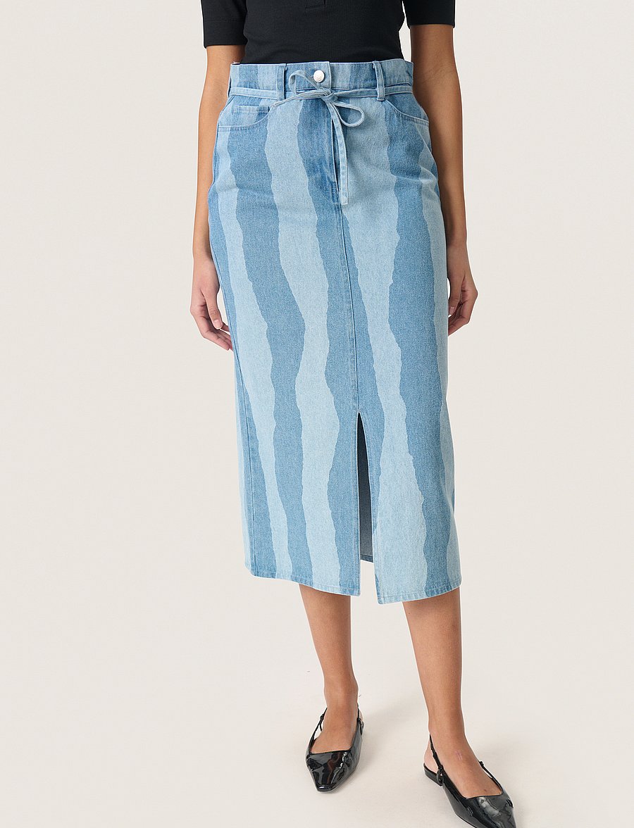 Soaked - SLMaisa Skirt - jeansröcke - medium blue torn stripes - 0