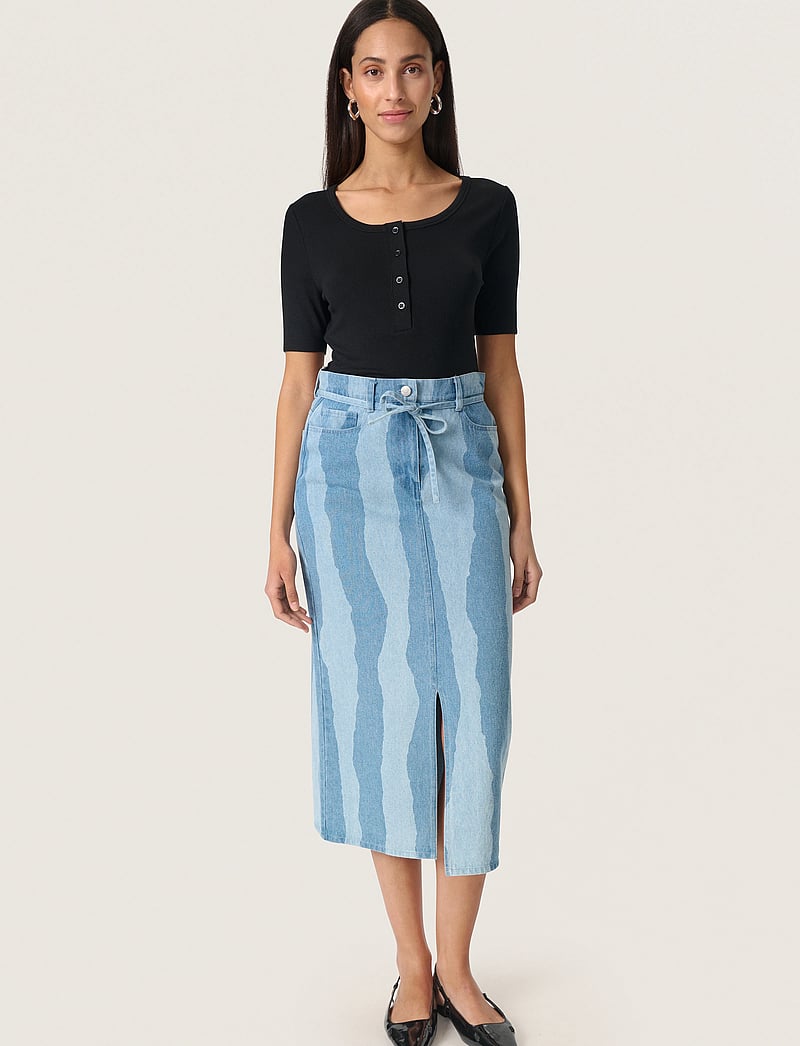 Soaked in Luxury - SLMaisa Skirt - jeanskjolar - medium blue torn stripes - 3